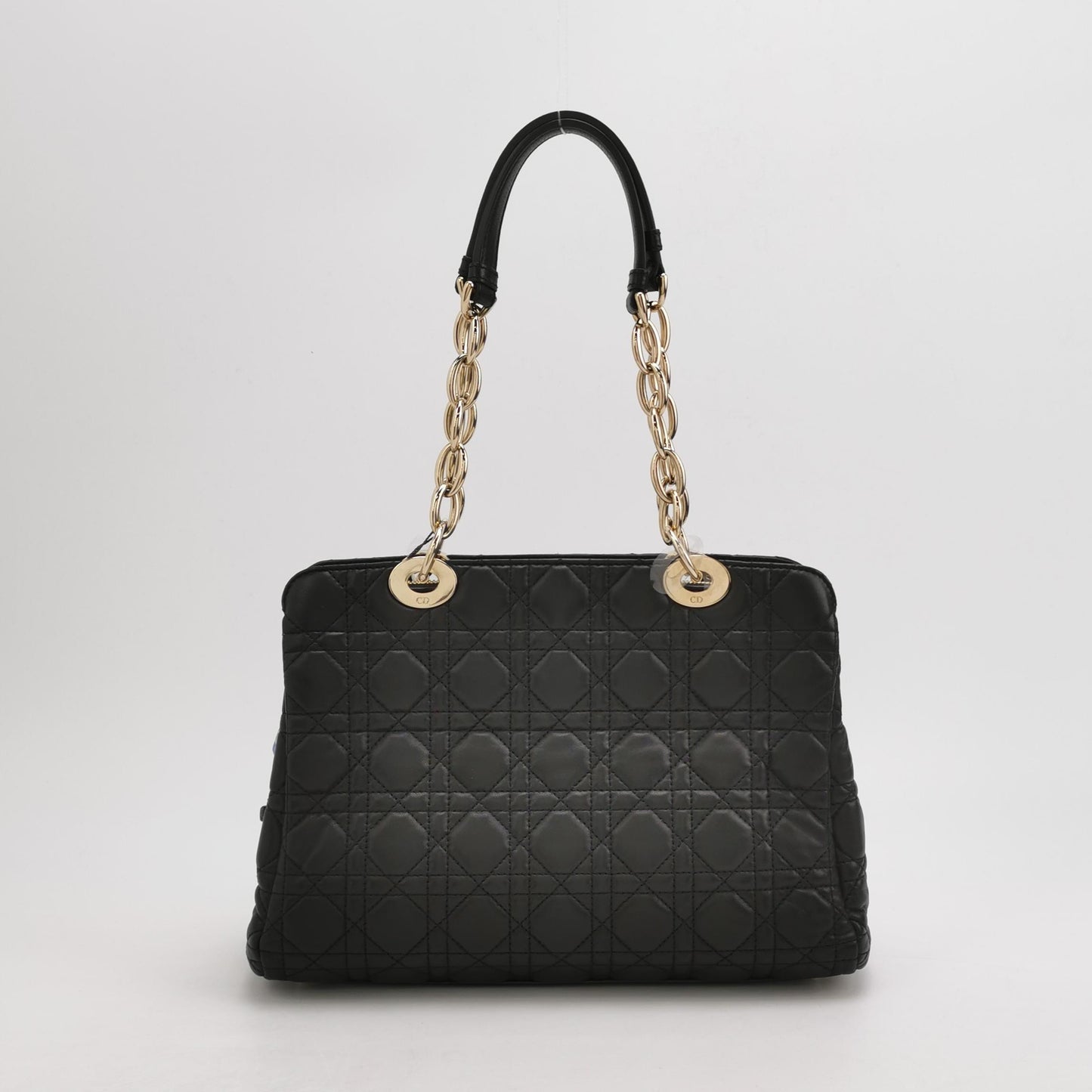 Dior - Lady Dior Tote - Grained calfskin leather - Black with Gold-Tone Hardware - (Medium)