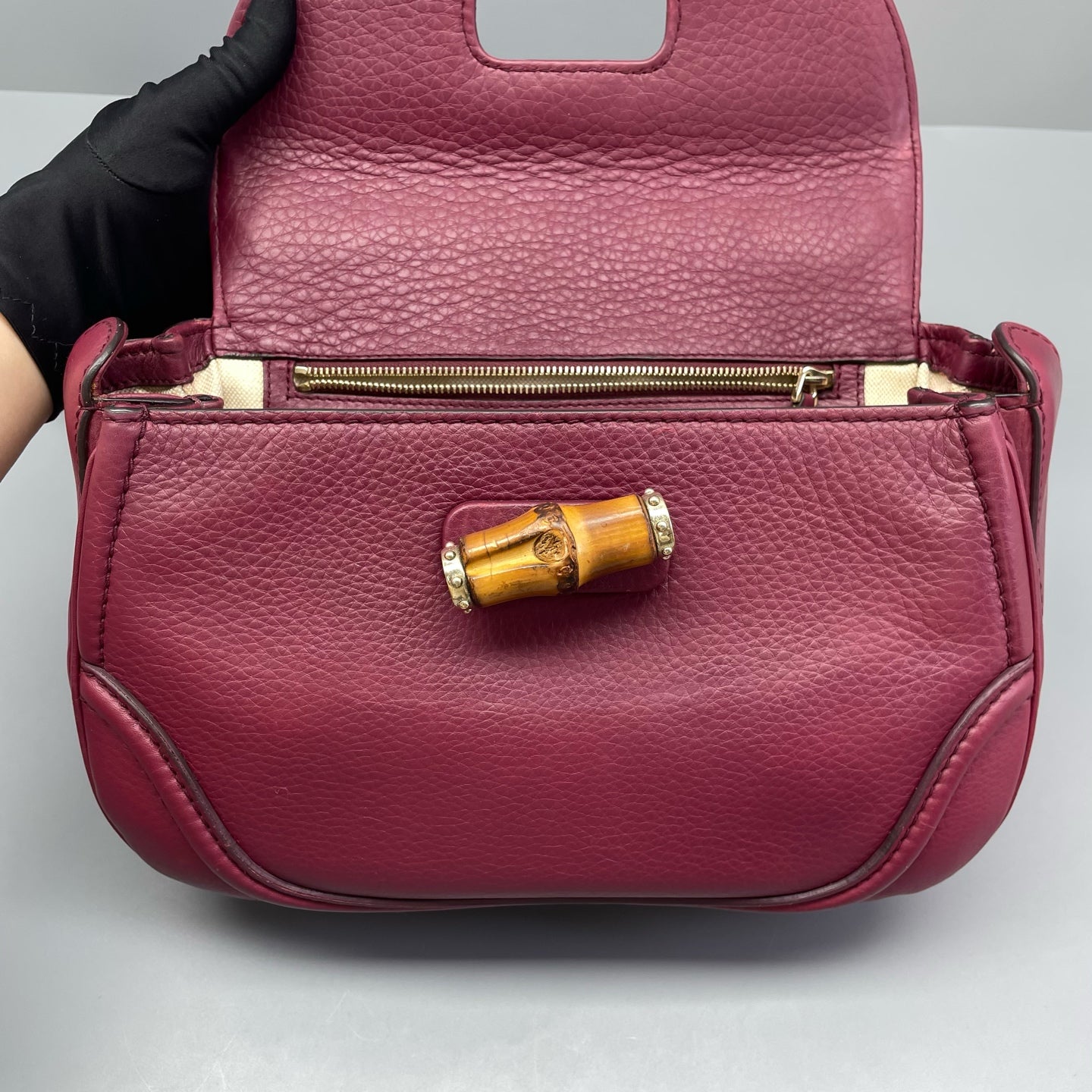 Gucci - Bamboo Top Handle Bag - Leather - Burgundy - (mini)