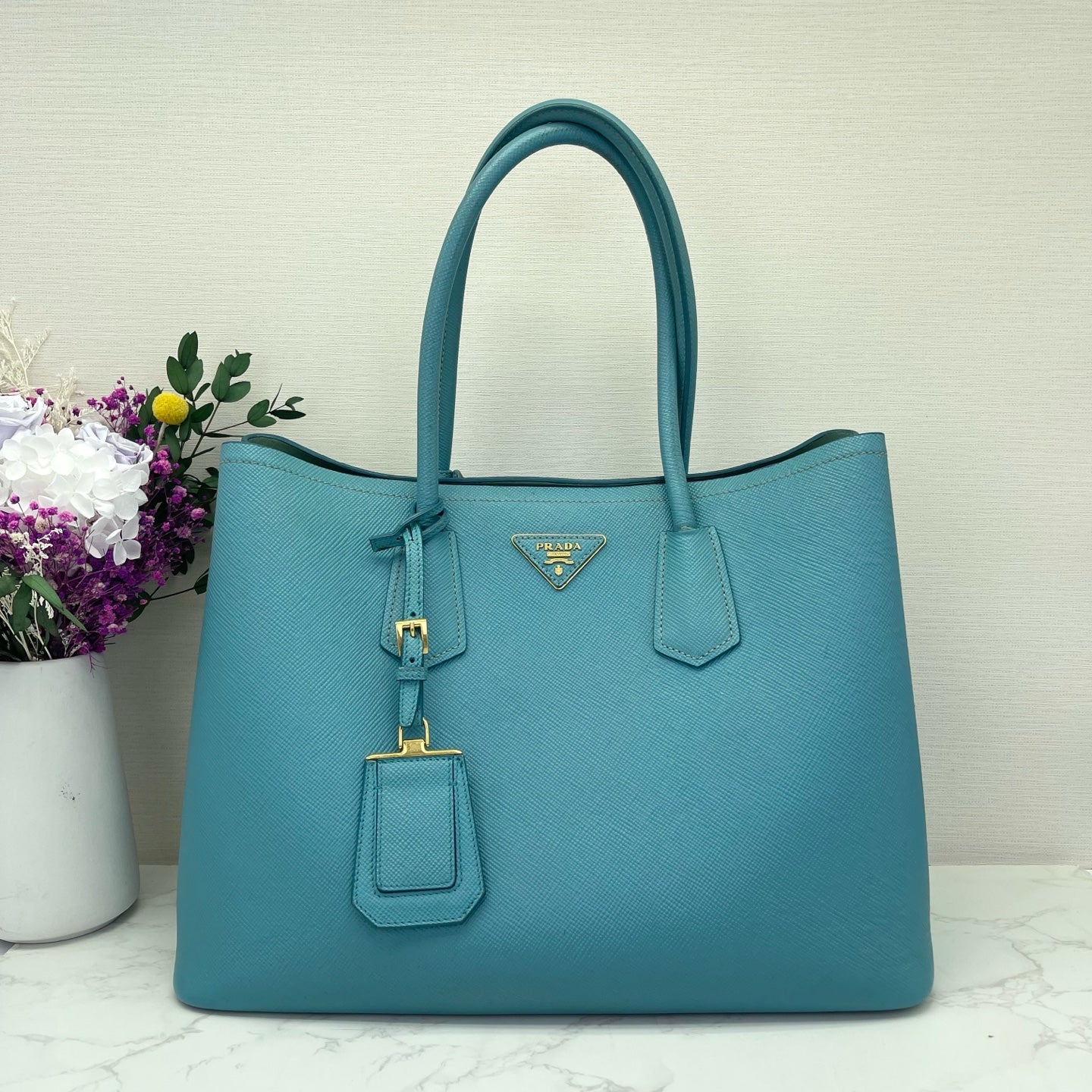 Prada - Double - Saffiano leather - Teal Blue - (medium)