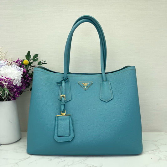 Prada - Double - Saffiano leather - Teal Blue - (medium)
