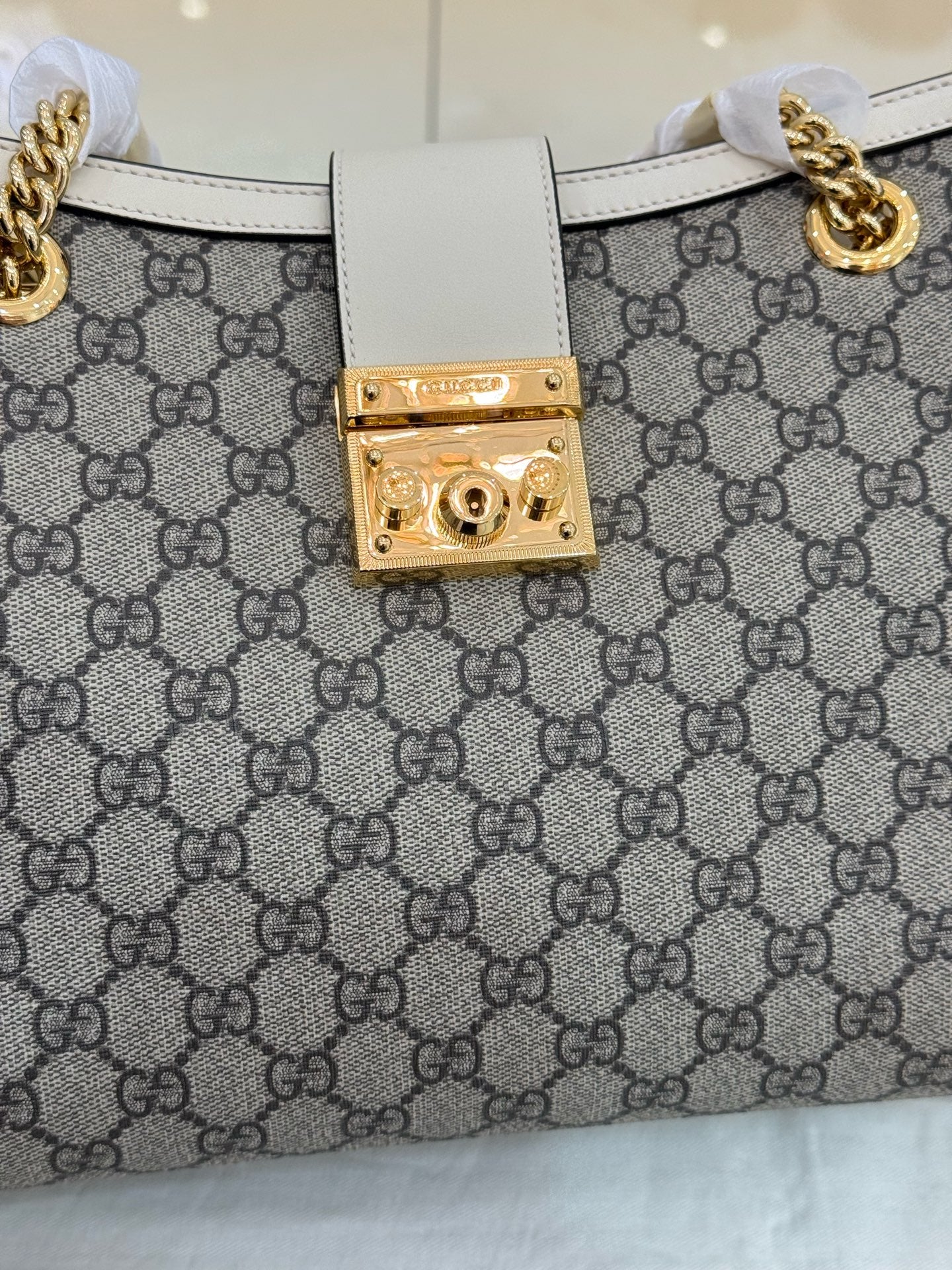 Gucci - Padlock - GG Supreme coated canvas with leather trim - Beige, Brown and White - (medium)
