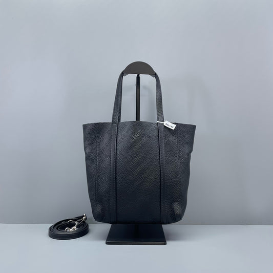 Balenciaga - Perforated Letter Tote Bag - Grained leather - Black - (Small)