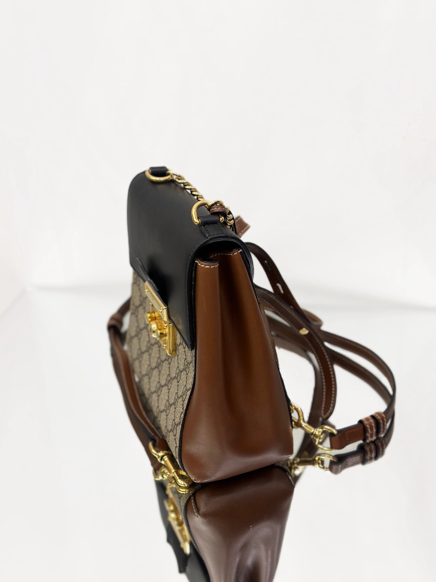 Gucci - Padlock Backpack - GG Supreme canvas with leather trim - Black and Brown - (small)