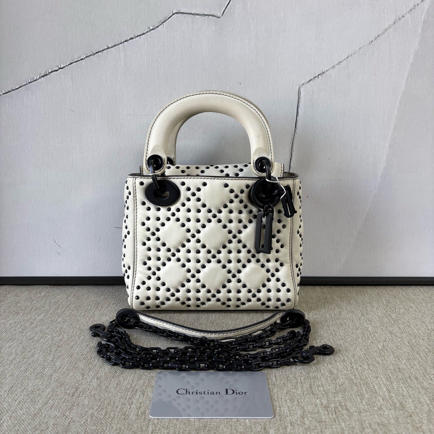 Dior - Lady Dior Studded Mini Bag - Cowhide leather - White - (Mini)