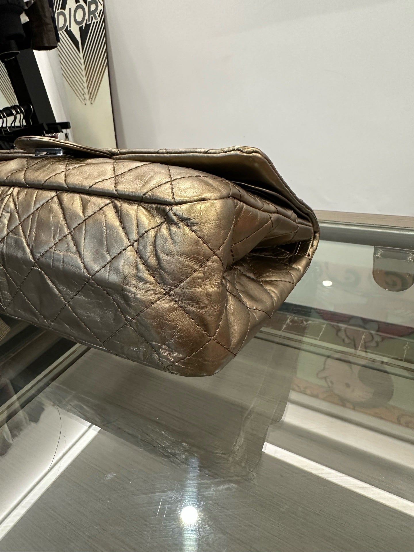 Chanel - 2.55 Reissue Flap Bag - Aged Calfskin Leather - Bronze with Silver-Tone Hardware - (Large)