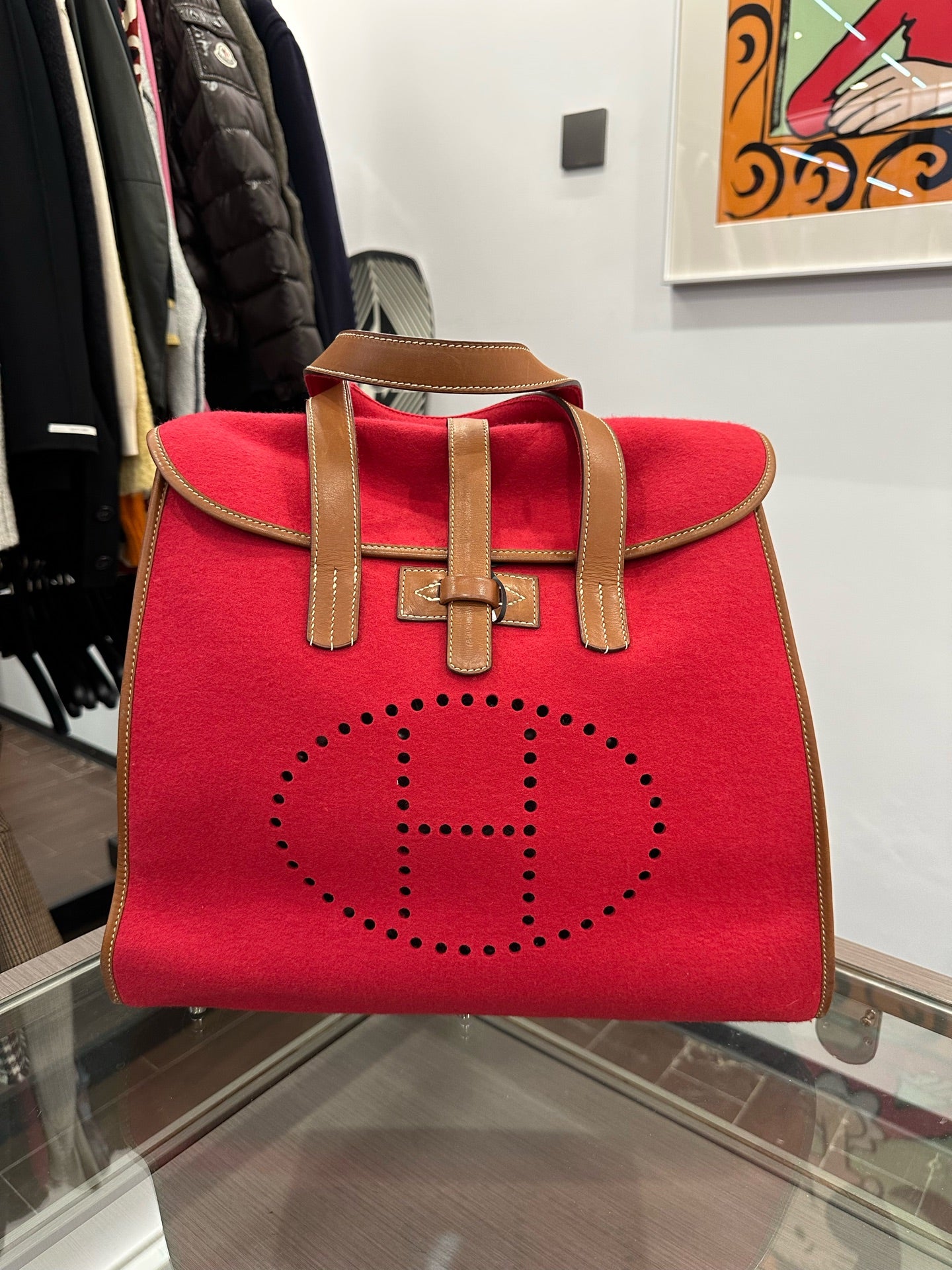 Hermès - Feudou Tote - Felt and Leather - Red - (Large)