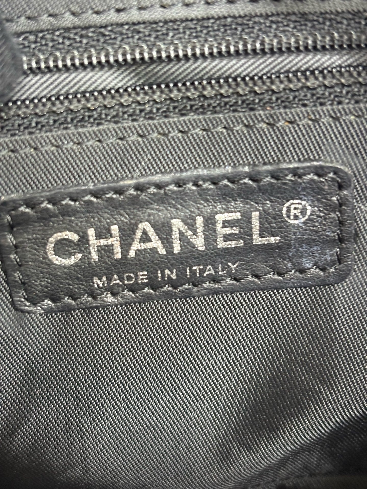 Chanel - Cambon Camera Shoulder Bag - Calfskin leather - Beige with black accents - (Small)