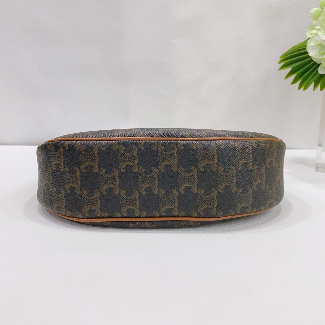 Celine - Ava Triomphe Shoulder Bag - Triomphe Canvas with Leather Trim - Brown - (Mini)