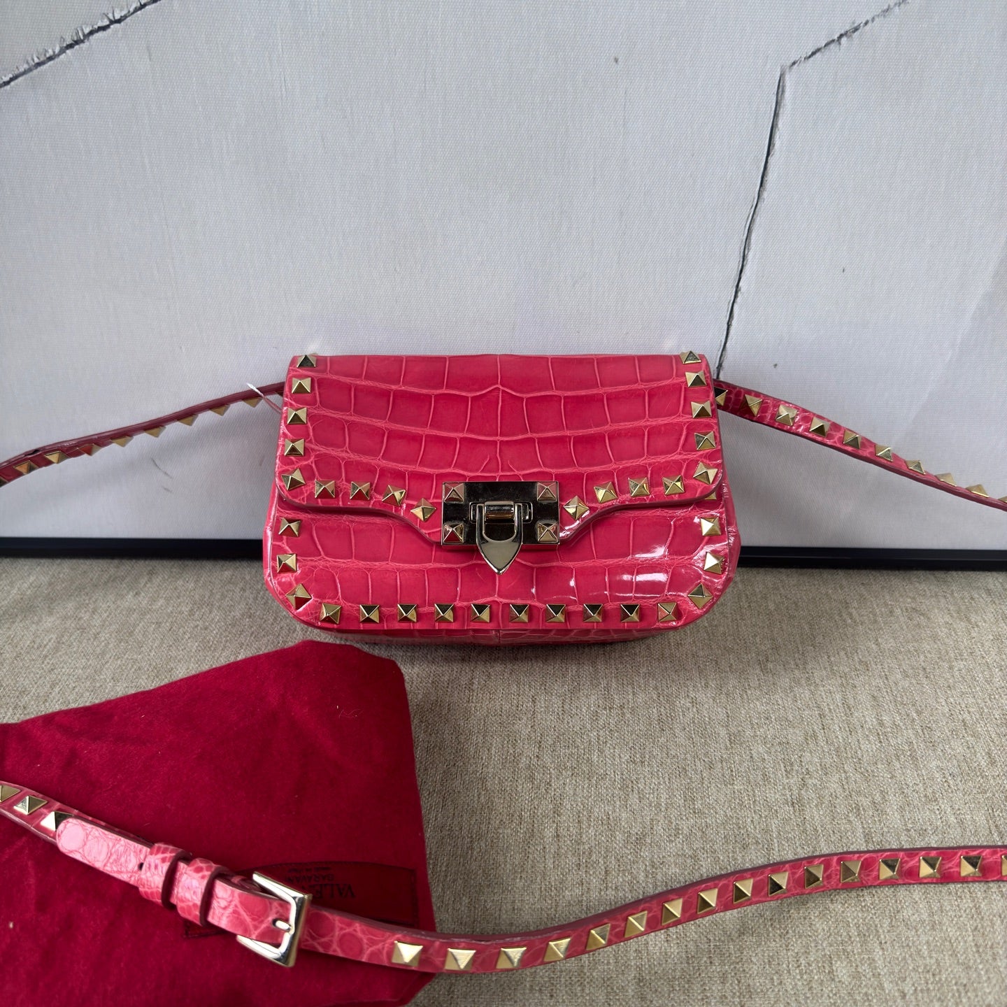 Valentino - Rockstud - Exotic leathers - Crocodile - Pink - (Mini)