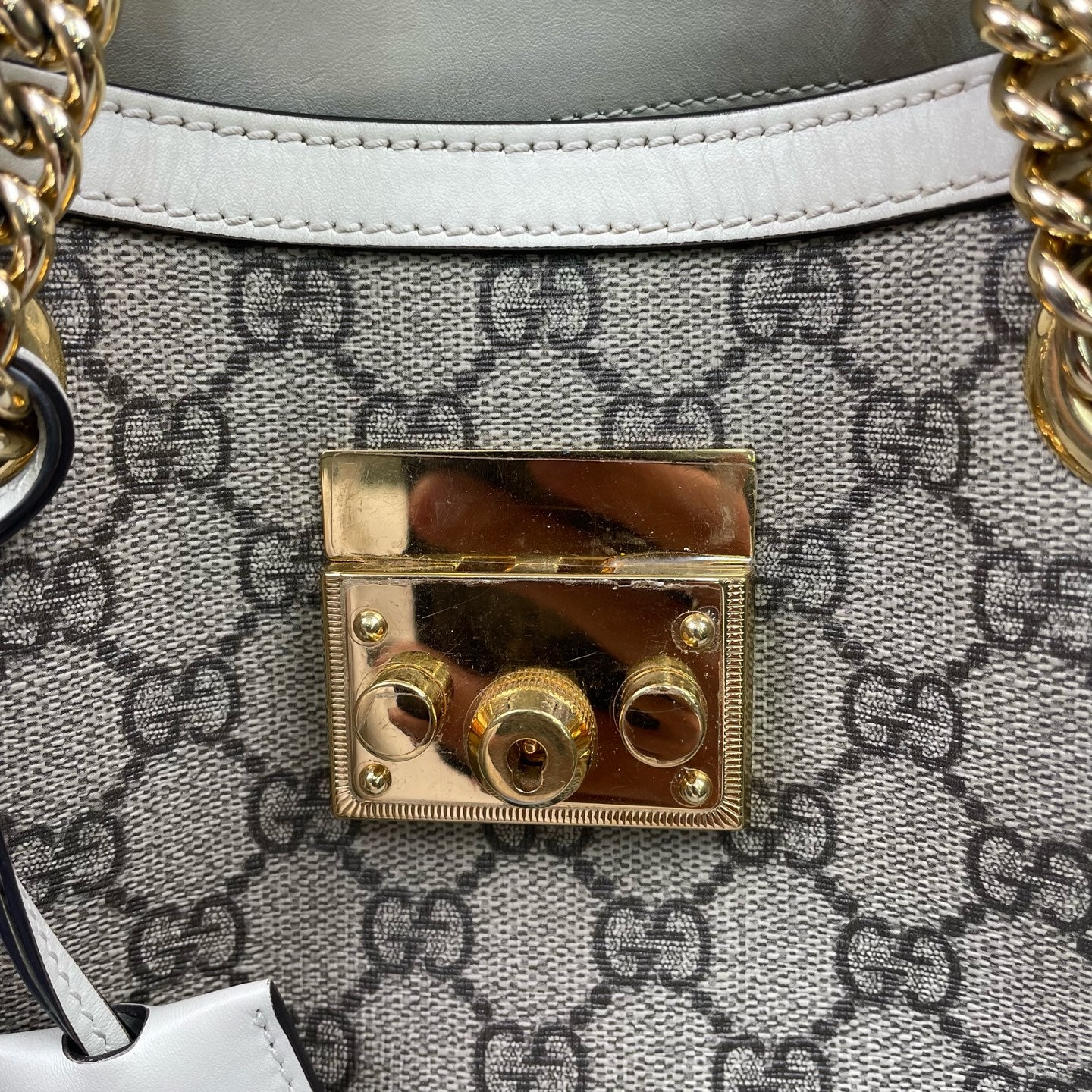 Gucci - Padlock Small Tote Bag - GG Supreme canvas with leather trim - Beige and Cream with Gold-Tone Hardware - (Small)