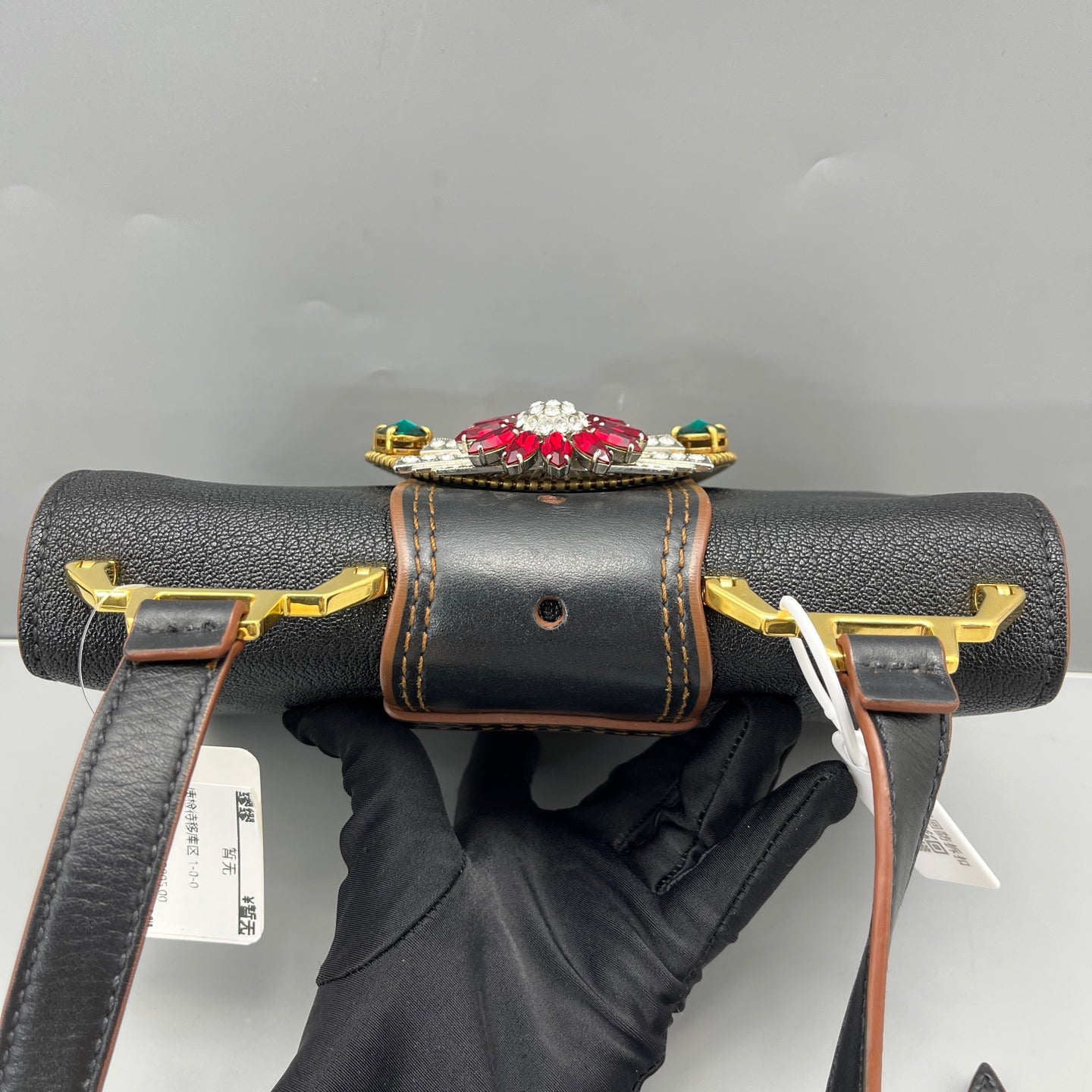 Miu Miu - Jewel Embellished Shoulder Bag - Leather - Black - (Small)