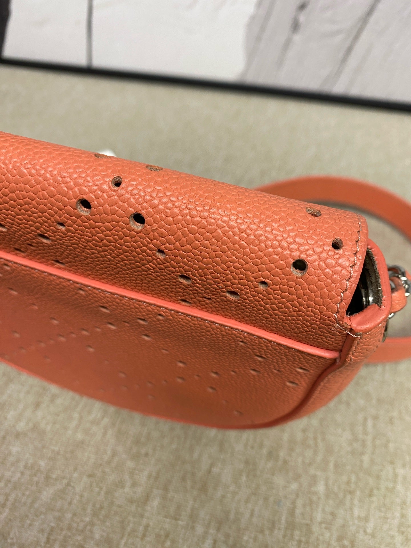 Chanel - Perforated Saddle Mini Bag - Grained calfskin - Orange - (mini)
