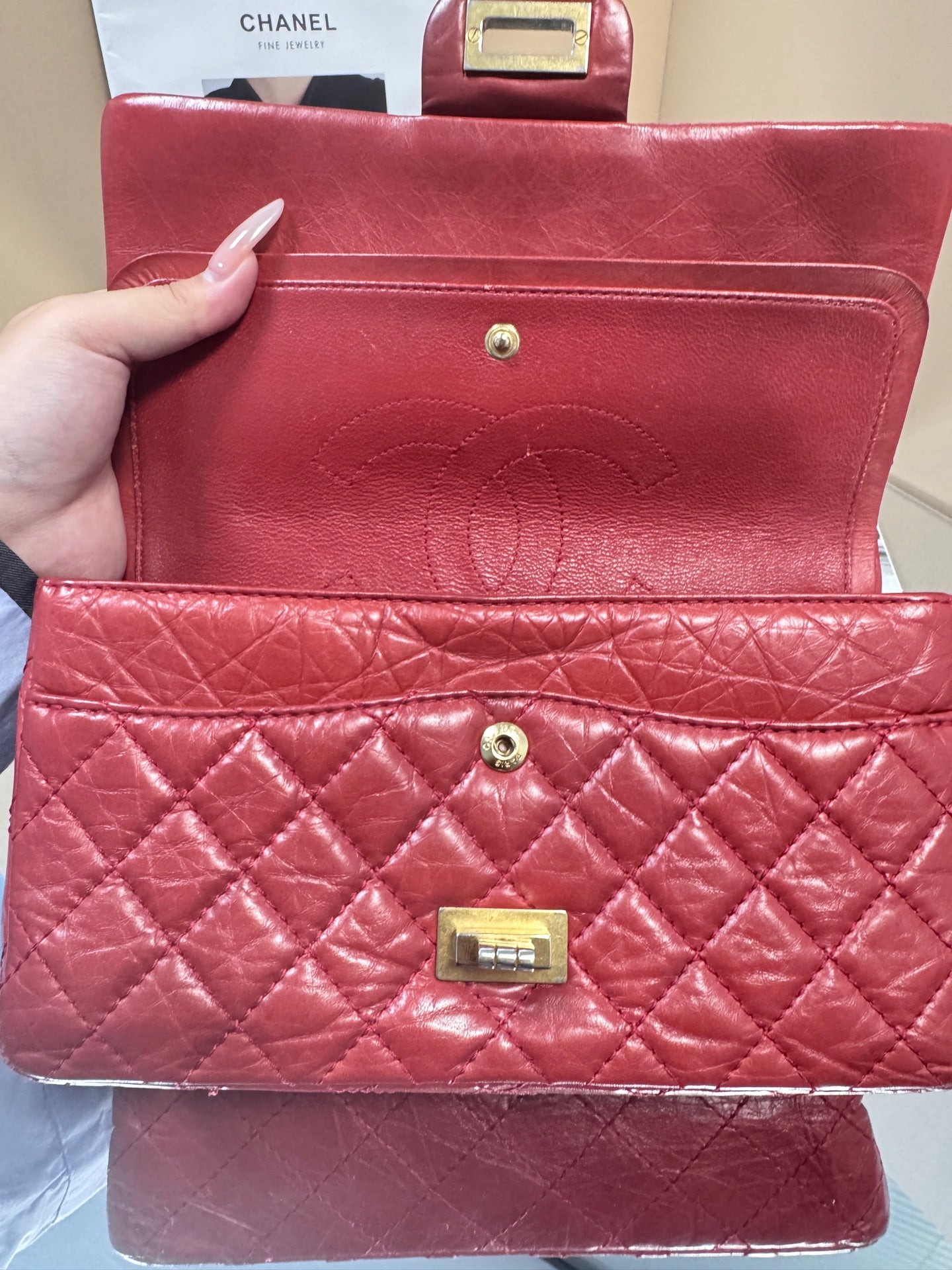 Chanel - 2.55 - Aged Calfskin Leather - Red - (Small)