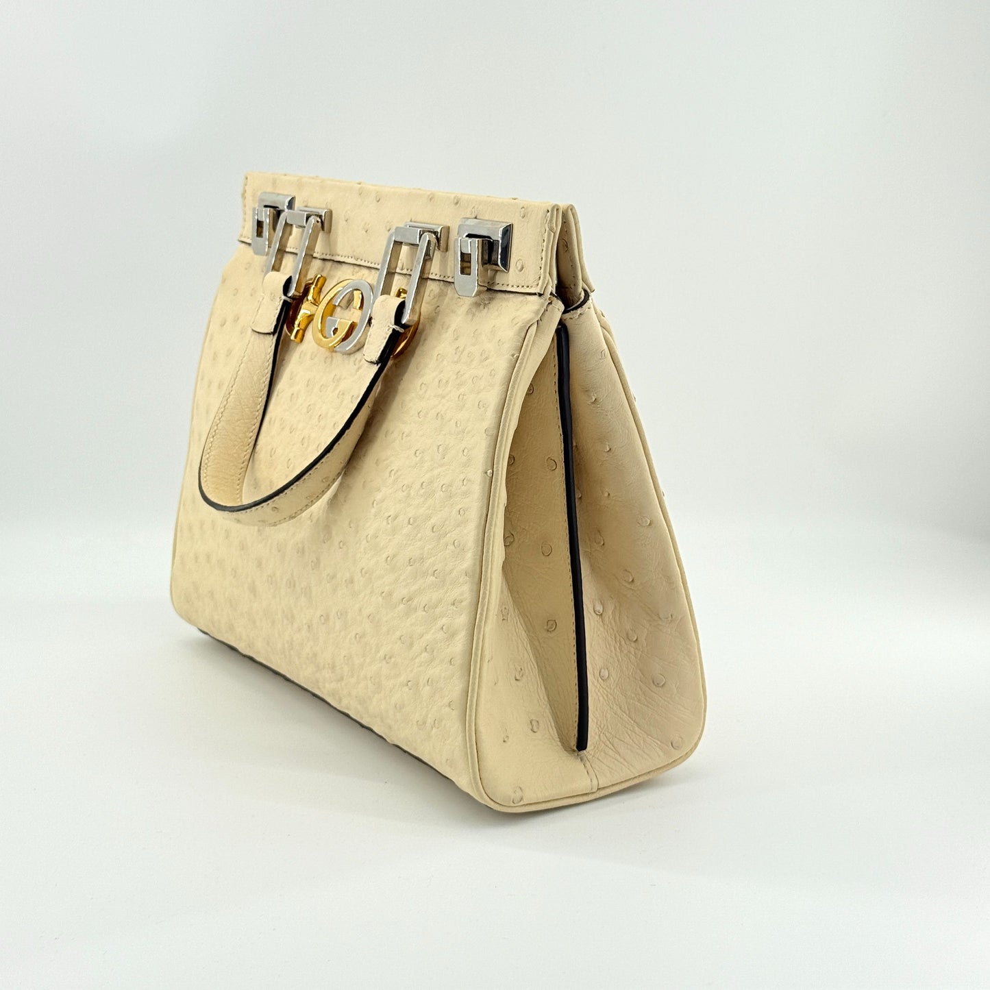 Gucci - Zumi Top Handle Bag - Ostrich leather - Beige - (Small)