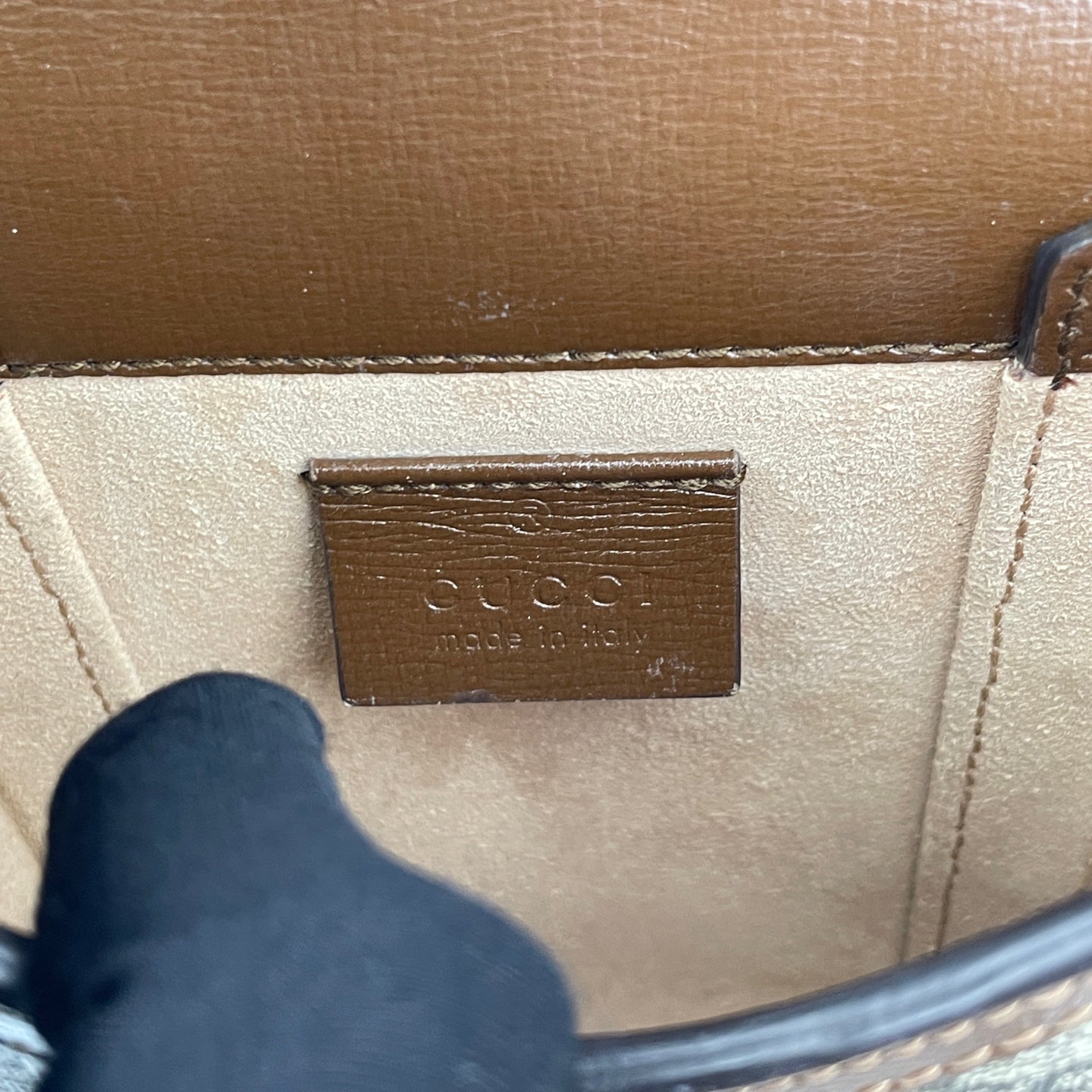 Gucci - Horsebit 1955 Vertical Phone Bag - GG Supreme coated canvas with brown leather trim - Brown - (mini)