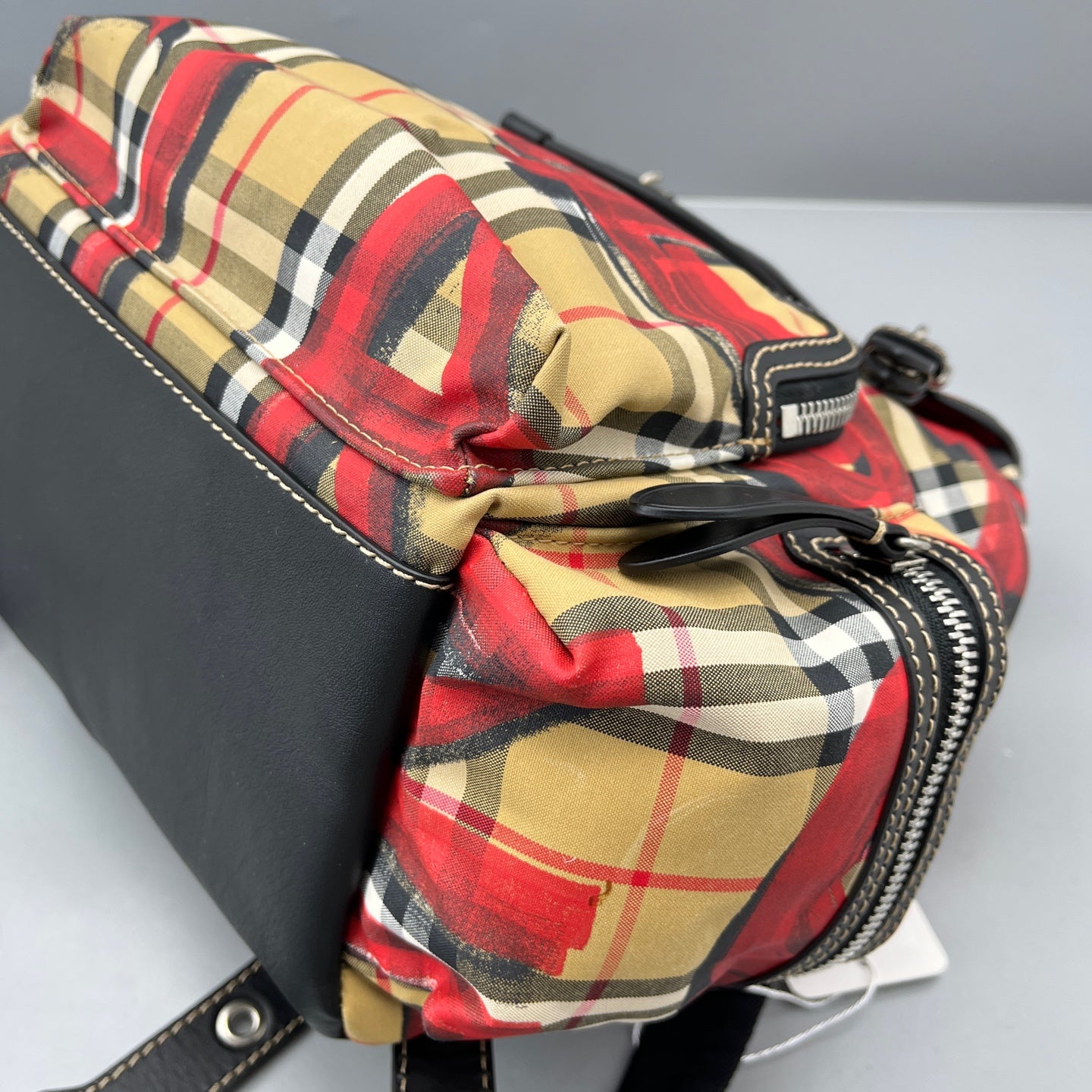 Burberry - Graffiti Check Drawstring Flap Backpack - Canvas with leather trim - Multicolour - (Medium)