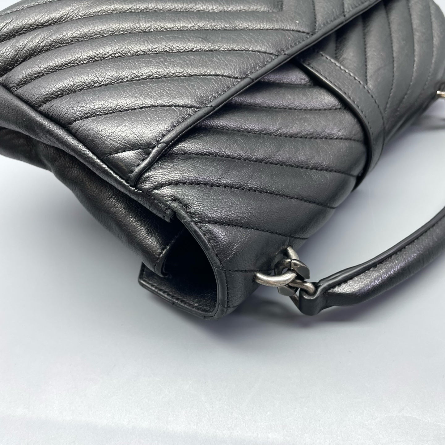 Saint Laurent - College Monogram Bag - Leather - Metallic Black - (Small)