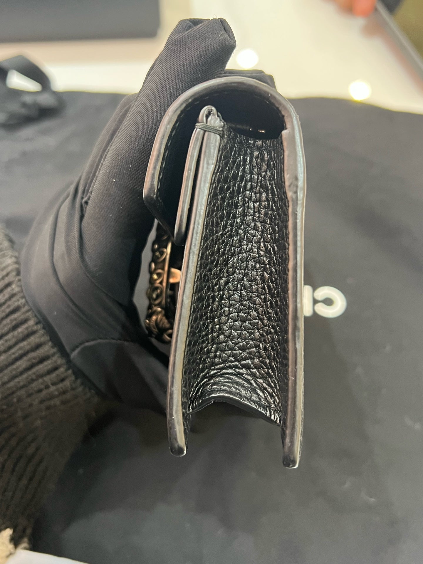 Gucci - Dionysus Mini Chain Bag - Grained leather - Black - (mini)
