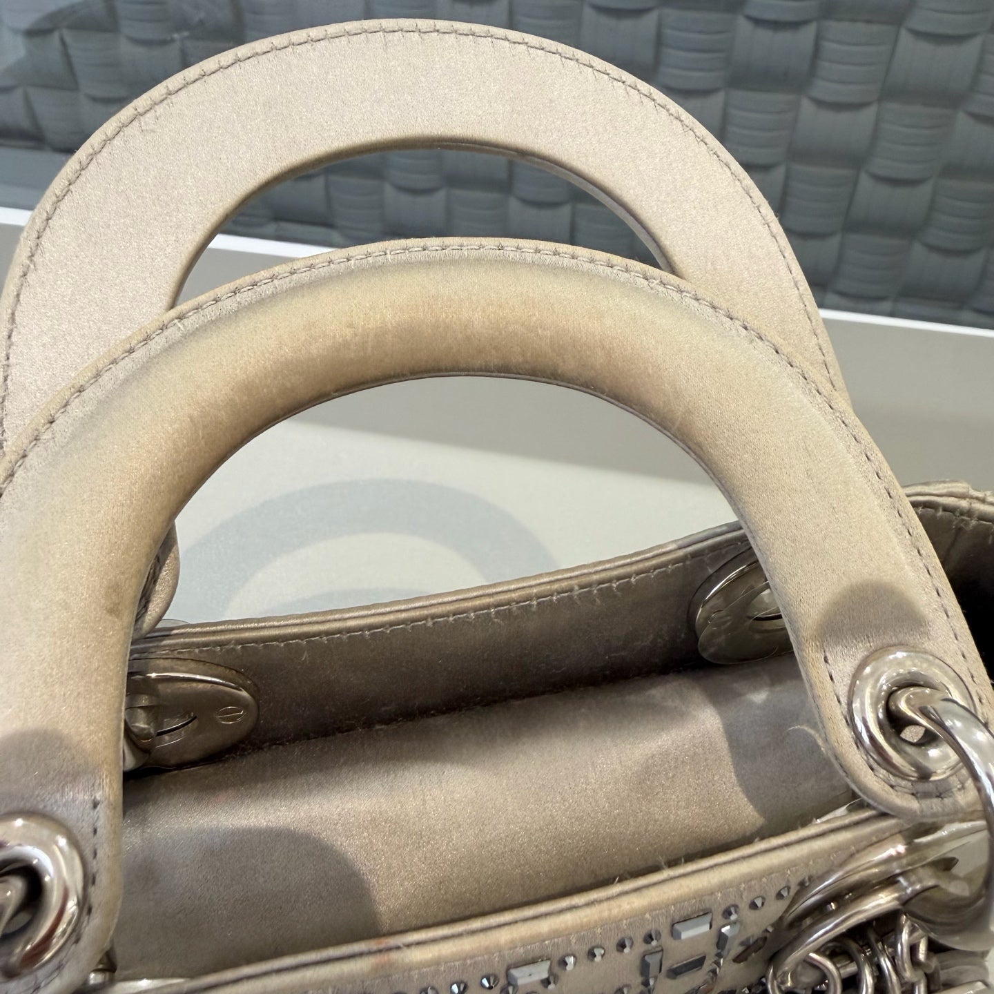 Dior - Lady Dior (Rhinestone Embellished Satin) - Satin with rhinestones - Grey - (mini)