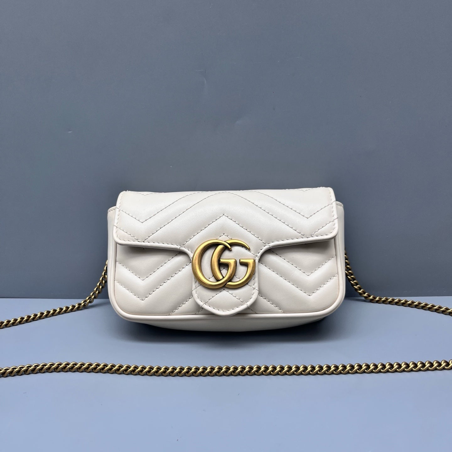 Gucci - GG Marmont Mini Chain Bag - Matelassé leather - White - (mini)