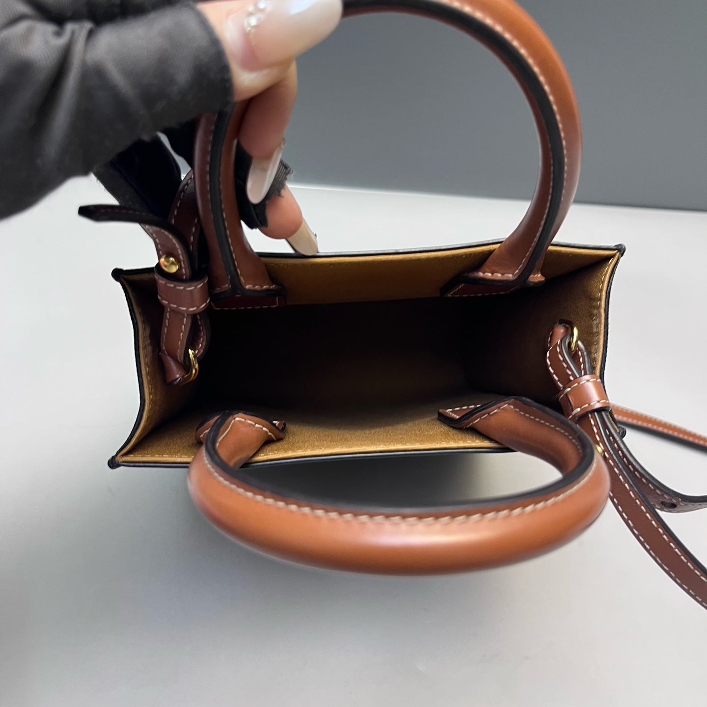 Celine - Triomphe Monogram Mini Vertical Cabas - Triomphe coated canvas with leather trim - Dark Brown - (Mini)