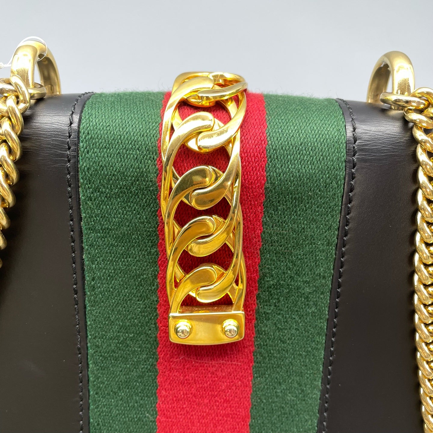 Gucci - Sylvie Mini - Smooth leather with canvas Web stripe - Black - (mini)