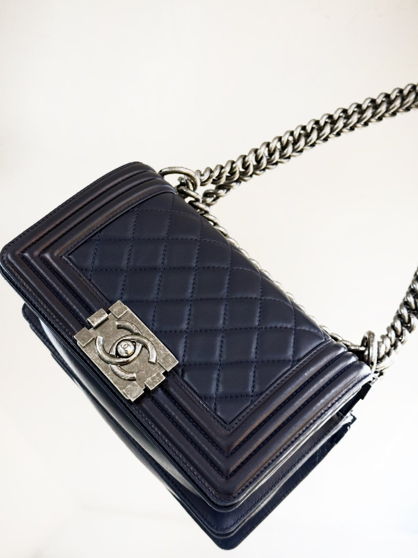 Chanel - Boy Bag Small - Lambskin leather - Navy - (small)