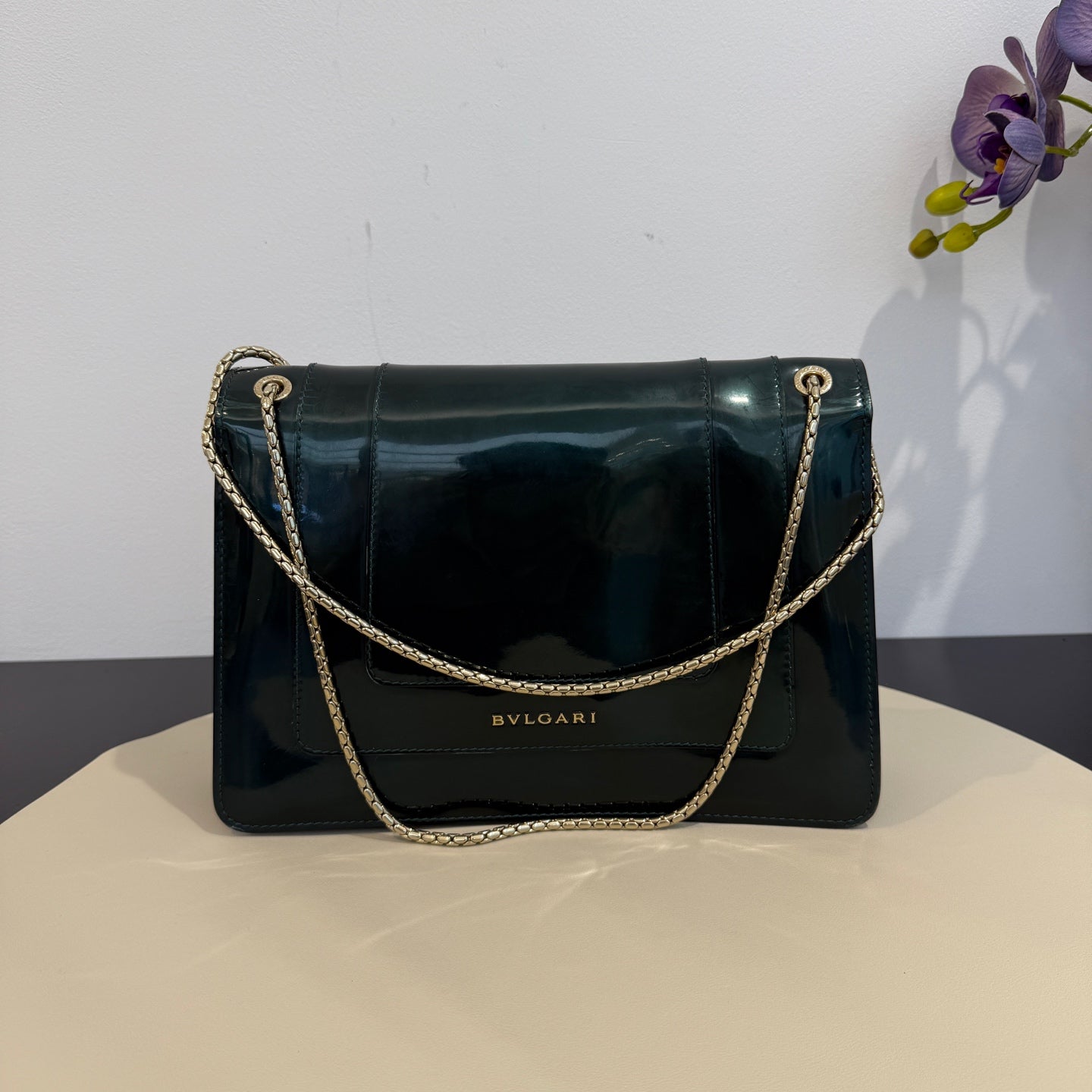 Bvlgari - Serpenti Forever Flap Bag - Patent leather - Dark Green - (Medium)