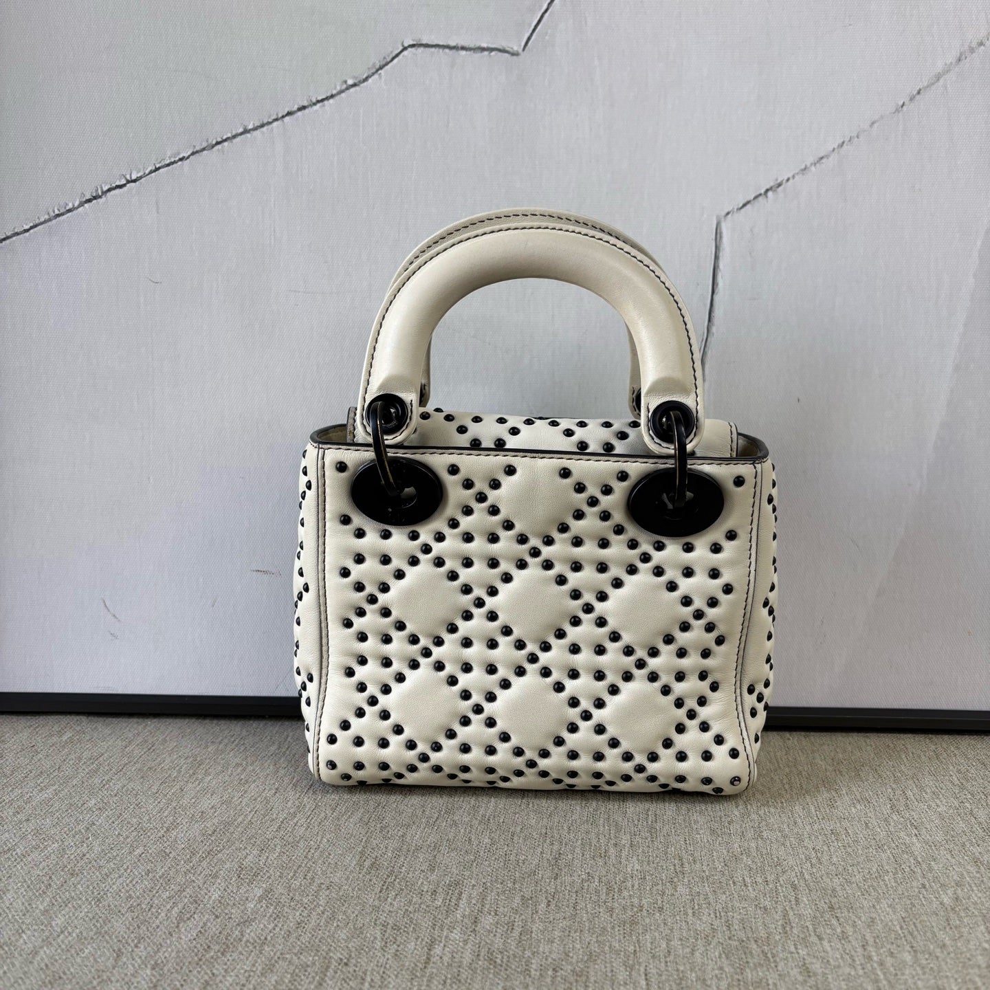 Dior - Lady Dior Studded Mini Bag - Cowhide leather - White - (Mini)