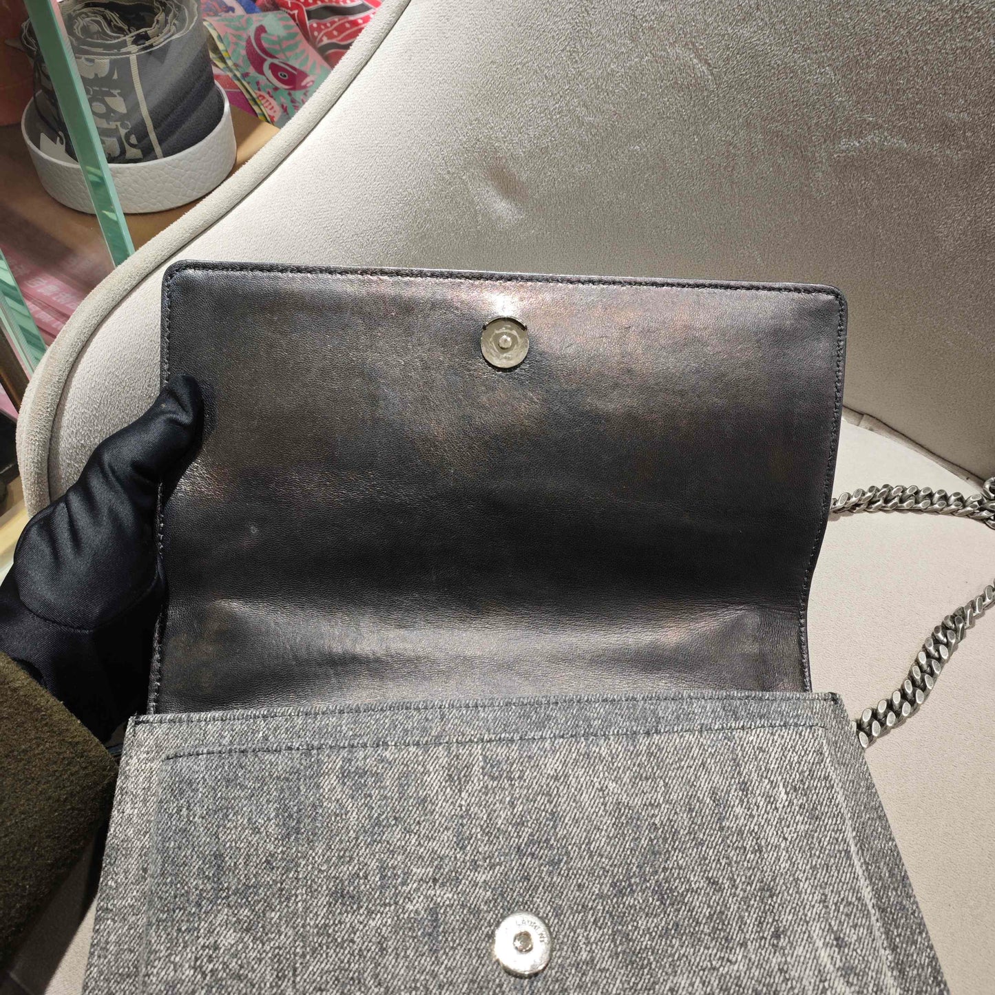 Saint Laurent - Sunset Bag - Denim - Jeans - Grey - (small)