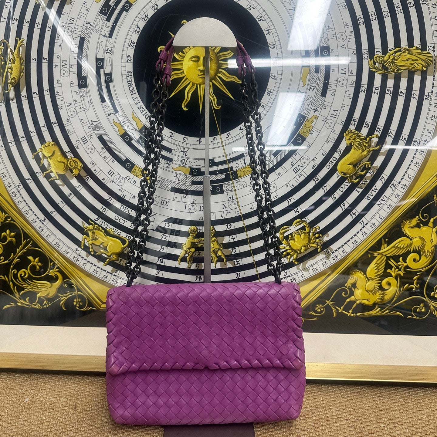Bottega Veneta - Intrecciato Chain Flap Bag - Leather - Purple - (Medium)