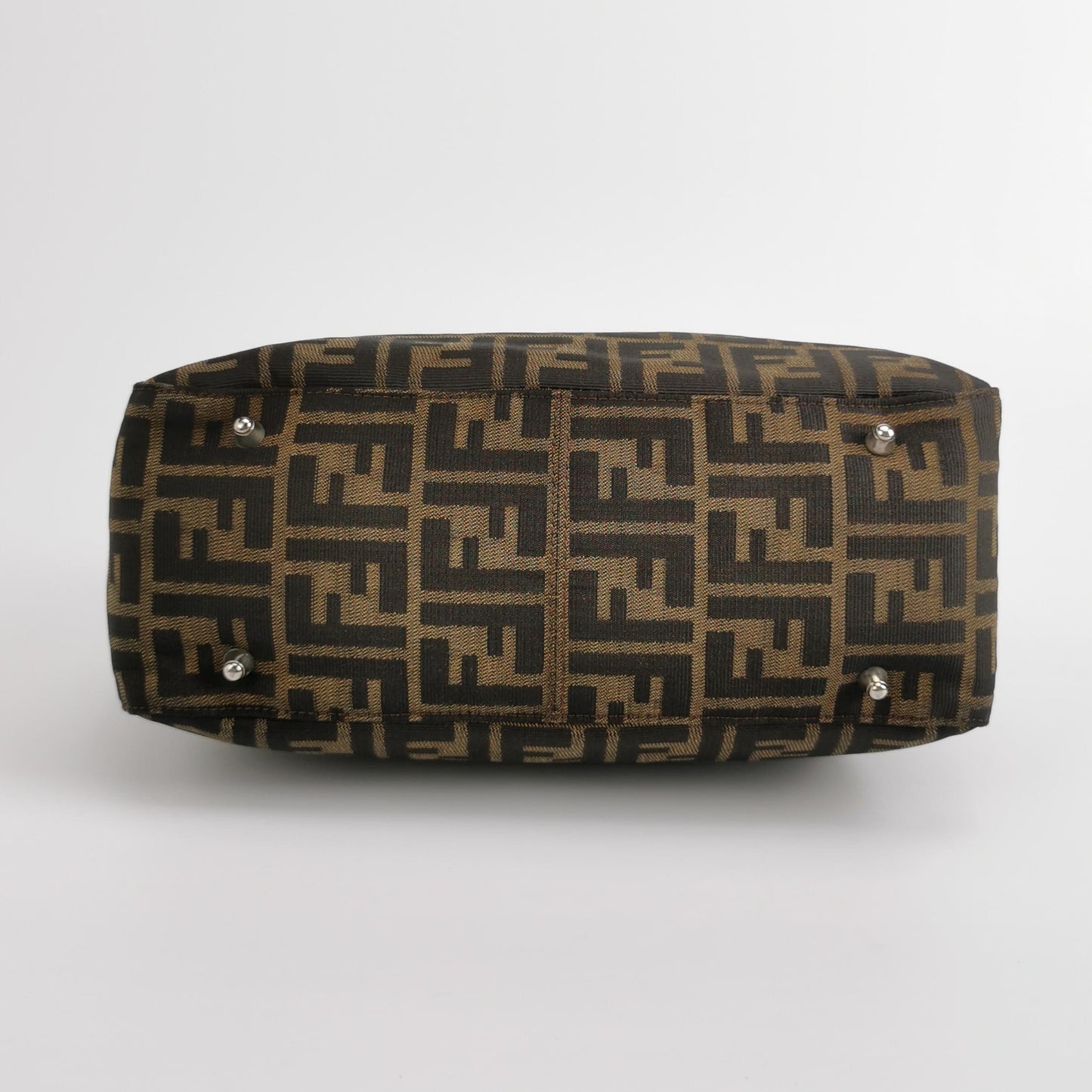 Fendi - Zucca Canvas Tote Bag - Zucca canvas with leather trim - Brown - (small)