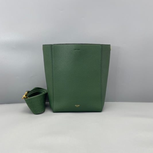 Celine - Bucket Bag - Grained leather - Ink Green - (medium)