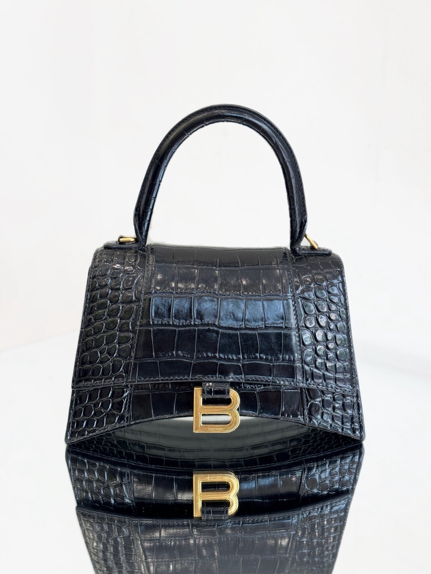 Balenciaga - Hourglass Small Top Handle Bag - Leather - Black - (mini)