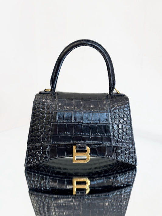 Balenciaga - Hourglass Small Top Handle Bag - Leather - Black - (mini)