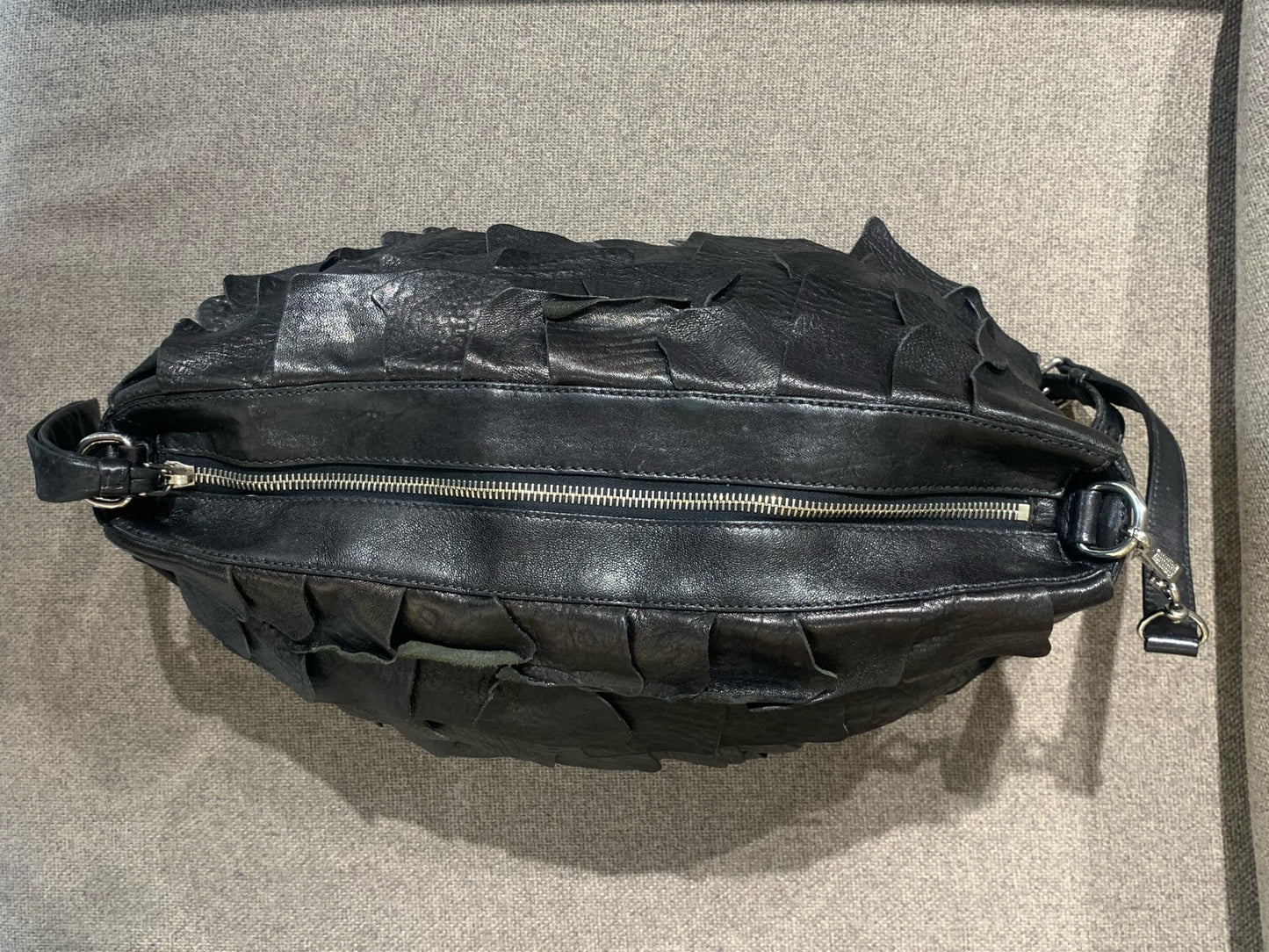 Miu Miu - Ruffled Leather Shoulder Bag - Leather - Black - (Medium)