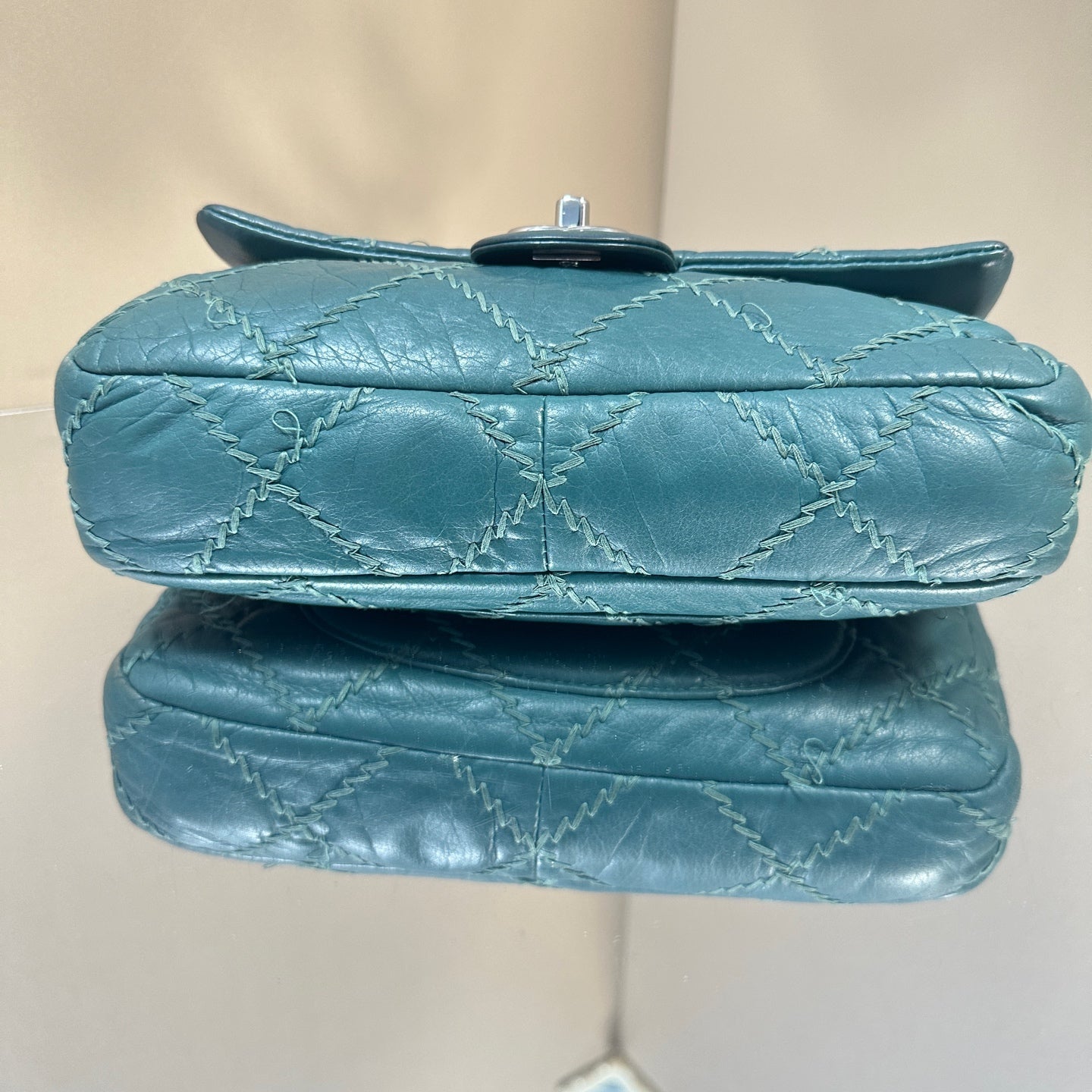 Chanel - Classic Flap with Exposed Stitching - Leather - Green - (small)