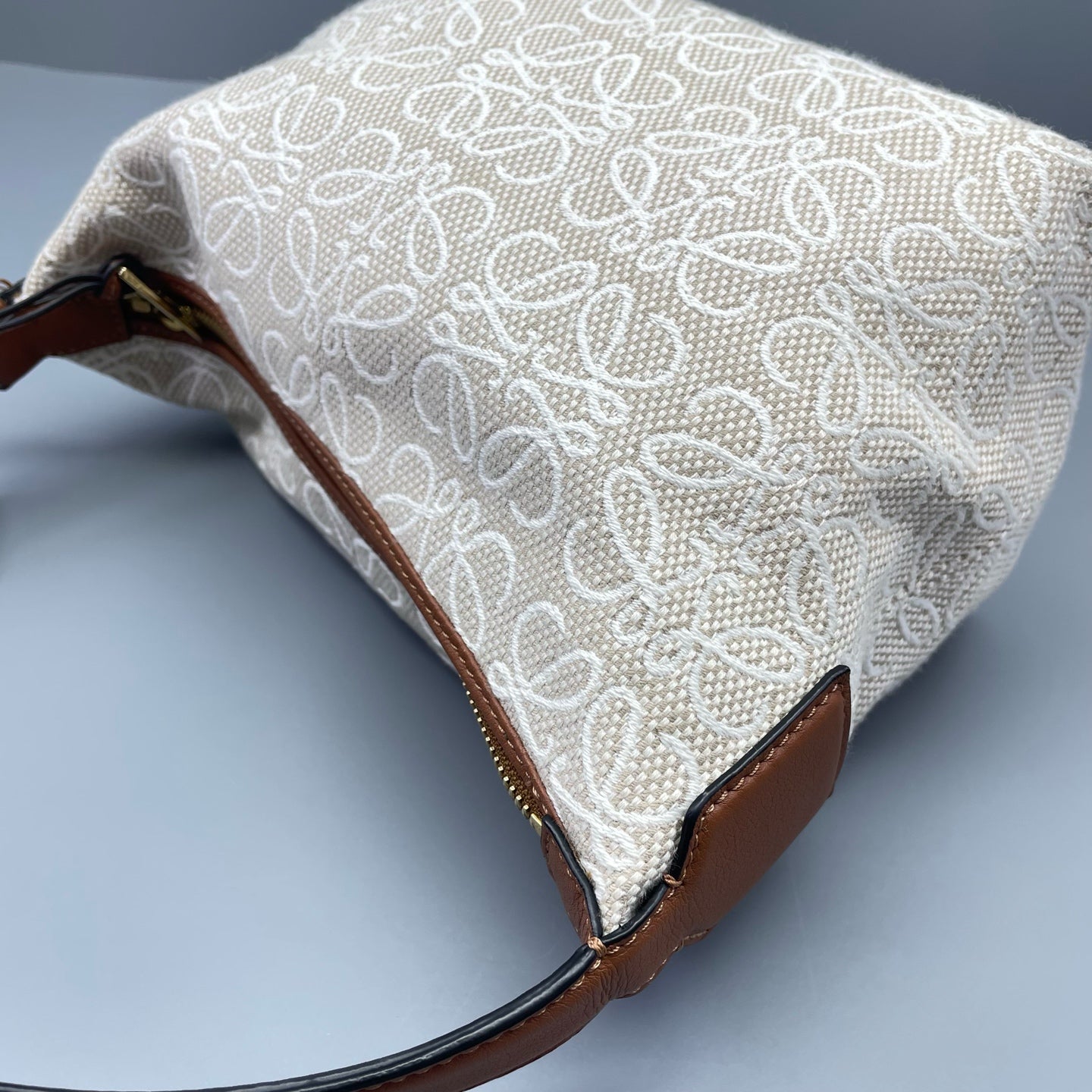 Loewe - Cubi Lunchbox Bag - Canvas and Leather - Beige with Tan Trim - (small)