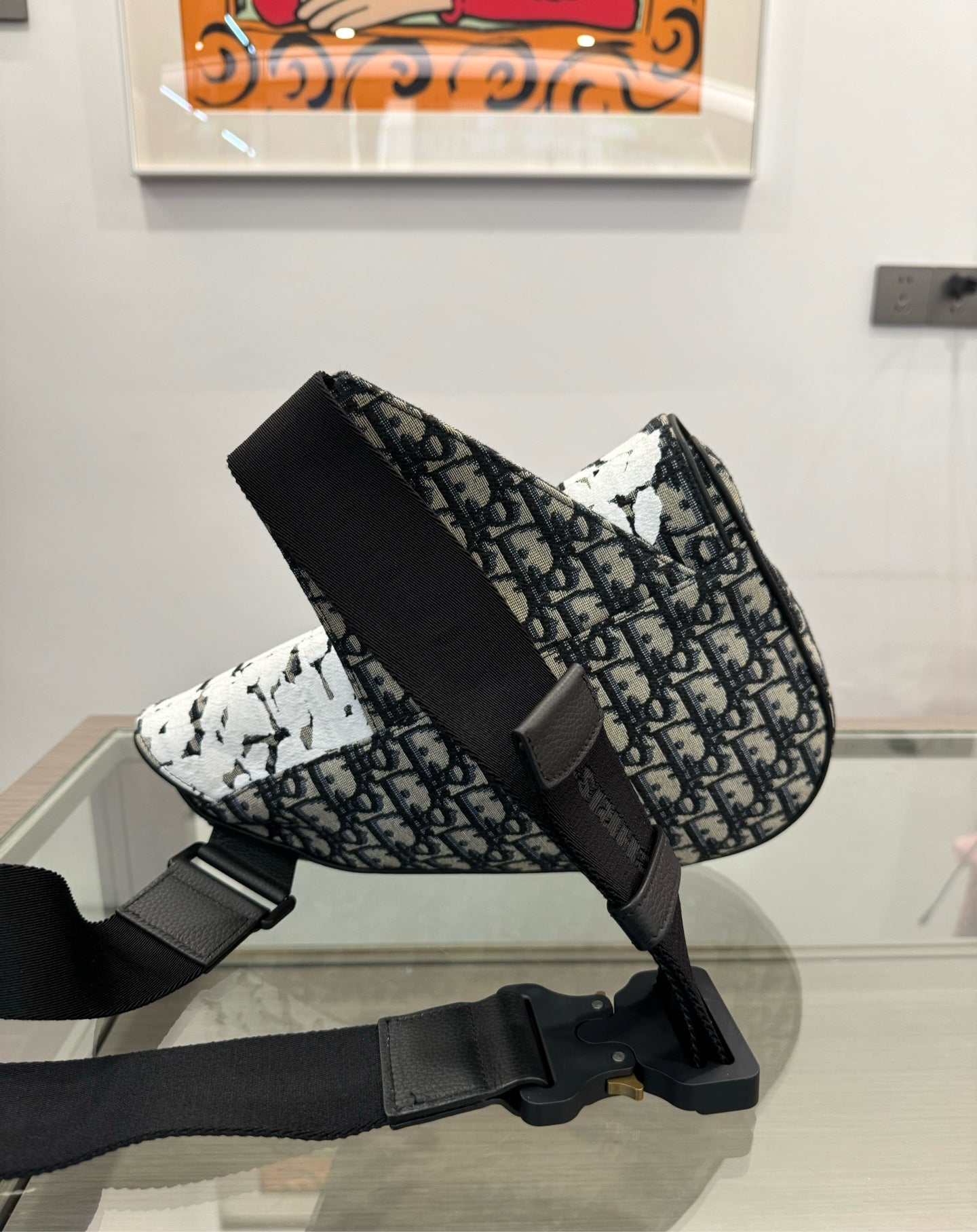 Dior - Dior x Raymond Pettibon Saddle Bag - Dior Oblique canvas with calfskin leather trim - Multicolour (Beige, Black, White) - (medium)