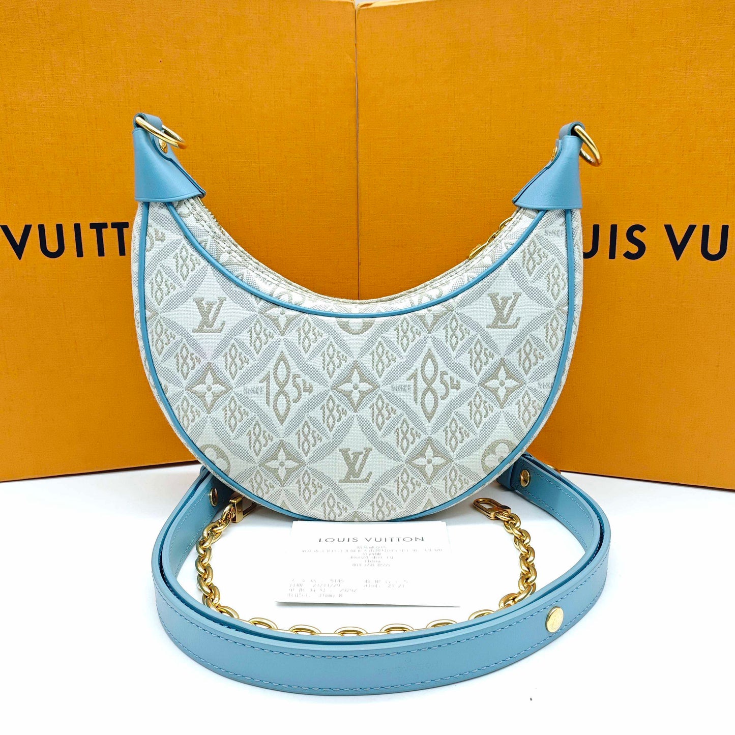 Louis Vuitton - Since 1854 Limited Edition Moon Bag - Jacquard canvas with leather trim - Beige with Blue accents - (mini)