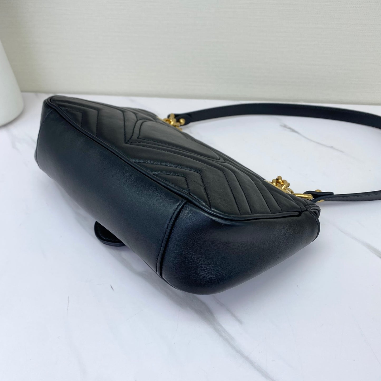 Gucci - GG Marmont Matelassé Shoulder Bag - Leather - Black - (small)