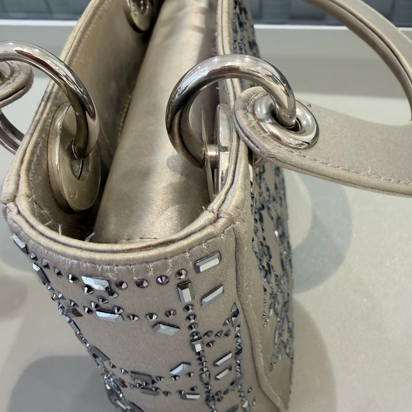Dior - Lady Dior (Rhinestone Embellished Satin) - Satin with rhinestones - Grey - (mini)