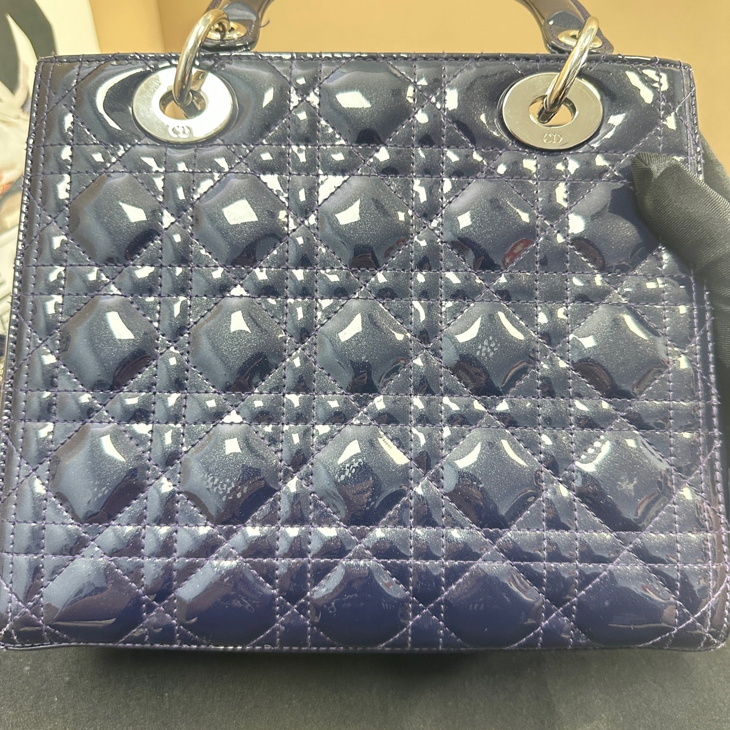 Dior - Lady Dior - Patent leather - Navy - (medium)