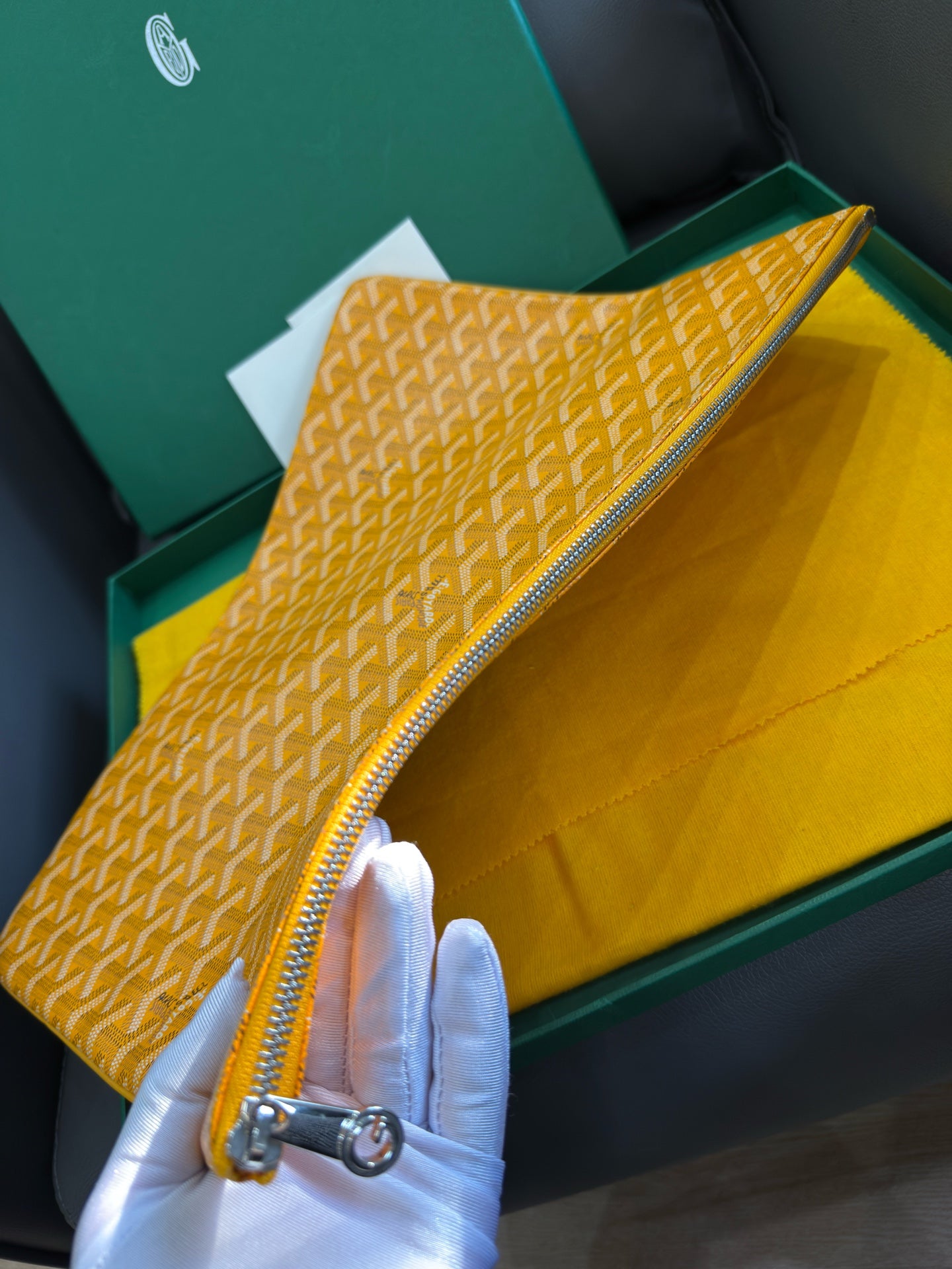 Goyard - Senat Clutch Pouch - Goyardine canvas with leather trim - Yellow - (Large)