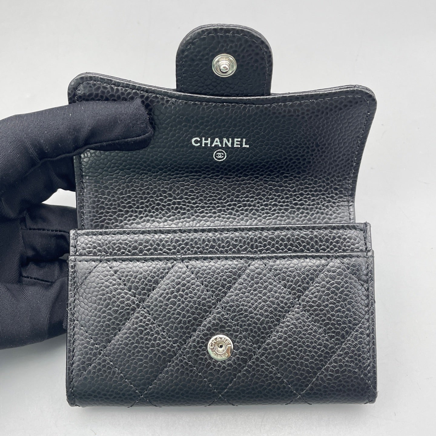 Chanel - Classic Quilted Card Holder - Grained calfskin leather - Black - (small)