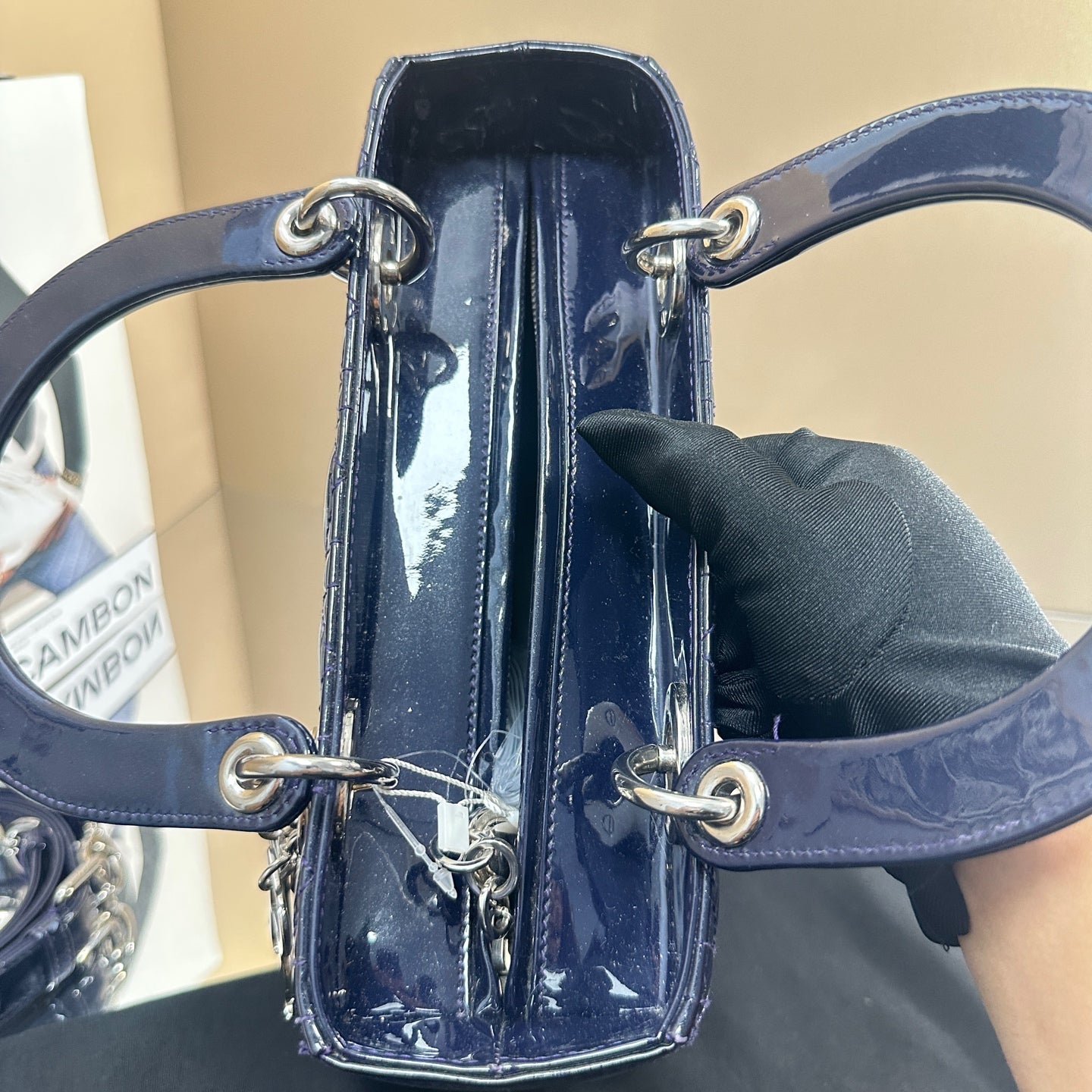Dior - Lady Dior - Patent leather - Navy - (medium)