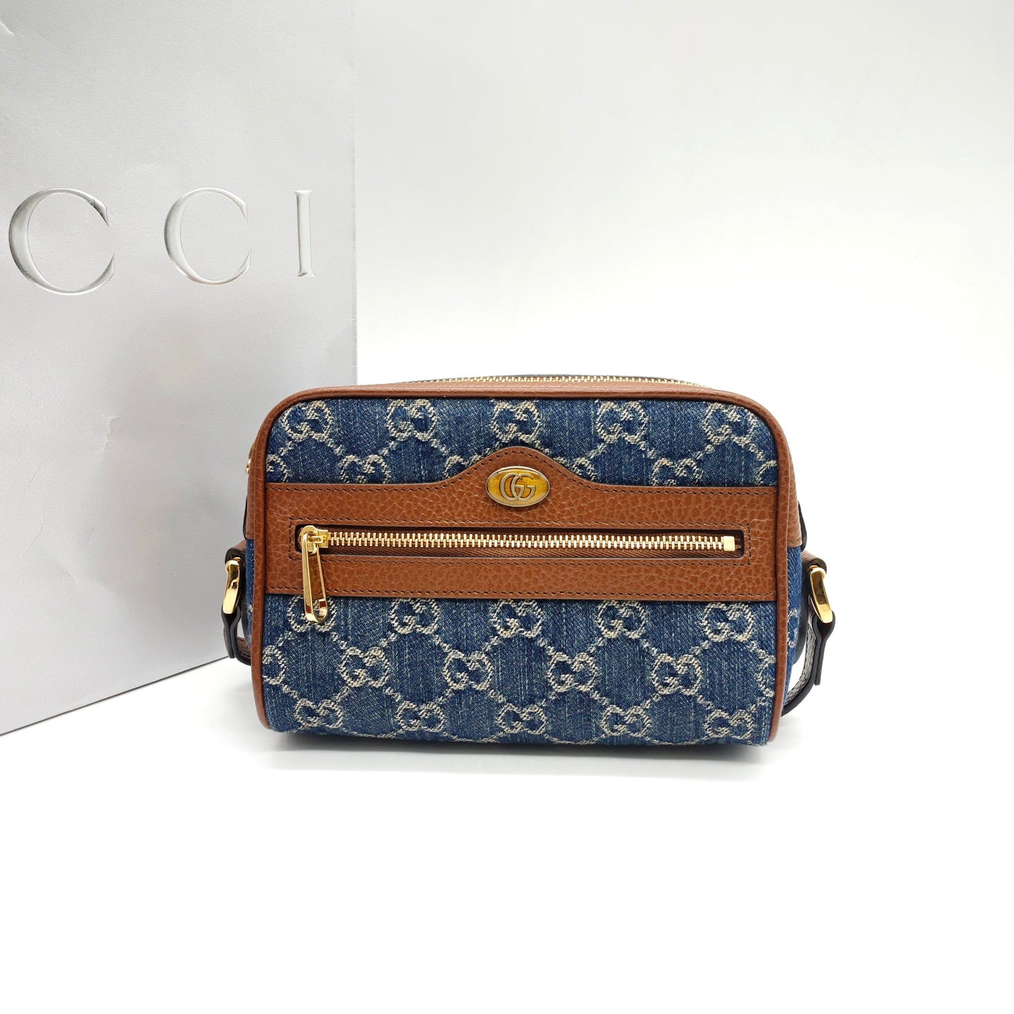 Gucci - Denim Camera Bag - Denim and Leather - Blue and Brown - (small)