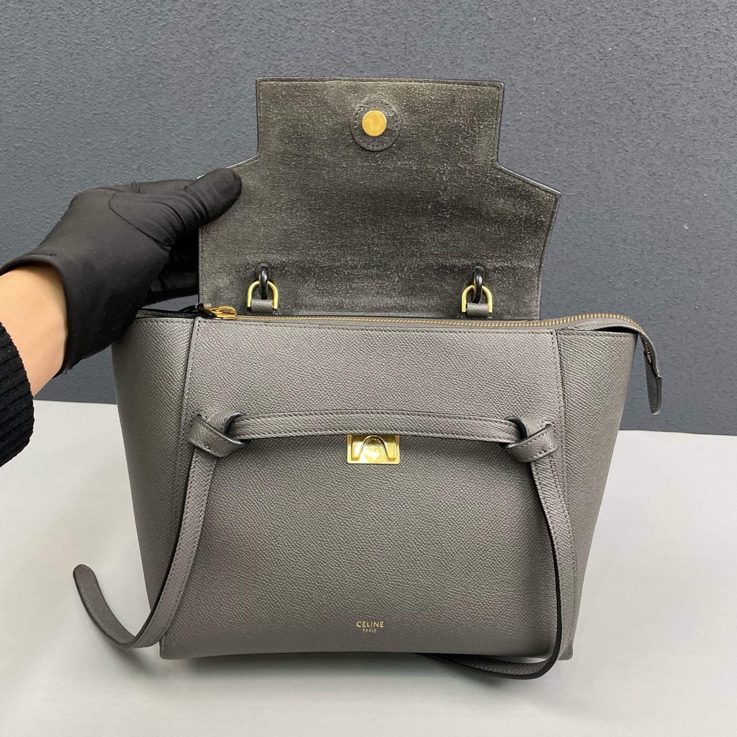 Celine - Belt Bag Micro - Grained Calfskin Leather - Dark Grey - (Micro)