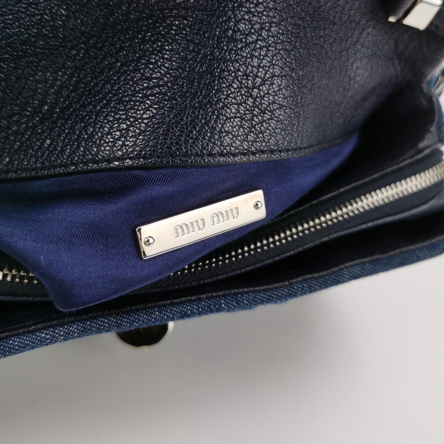 Miu Miu - Matelassé Denim Crystal Clutch - Denim - Jeans and Leather - Blue - (small)