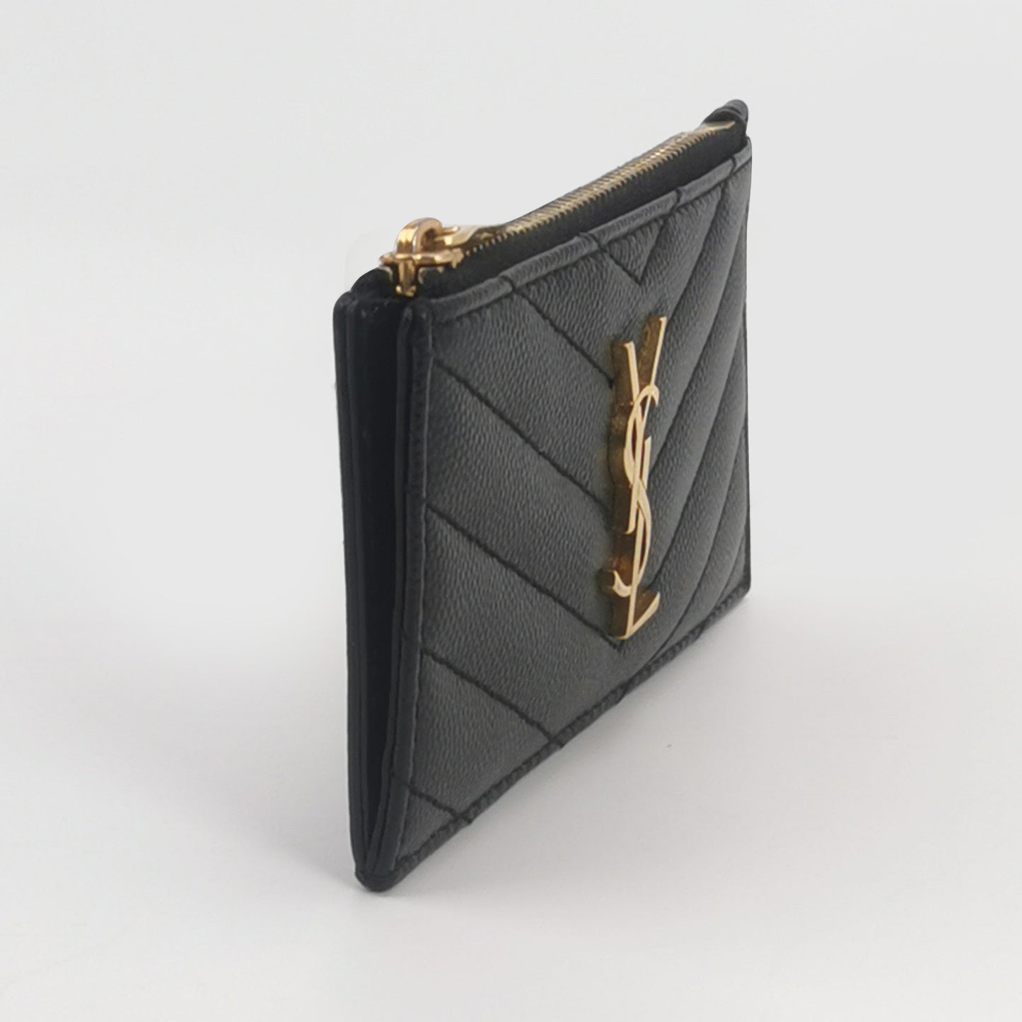Saint Laurent - MONOGRAM MATELASSE Zippered Card Case 607915BOW011000 - Grained leather - Black - (Small)